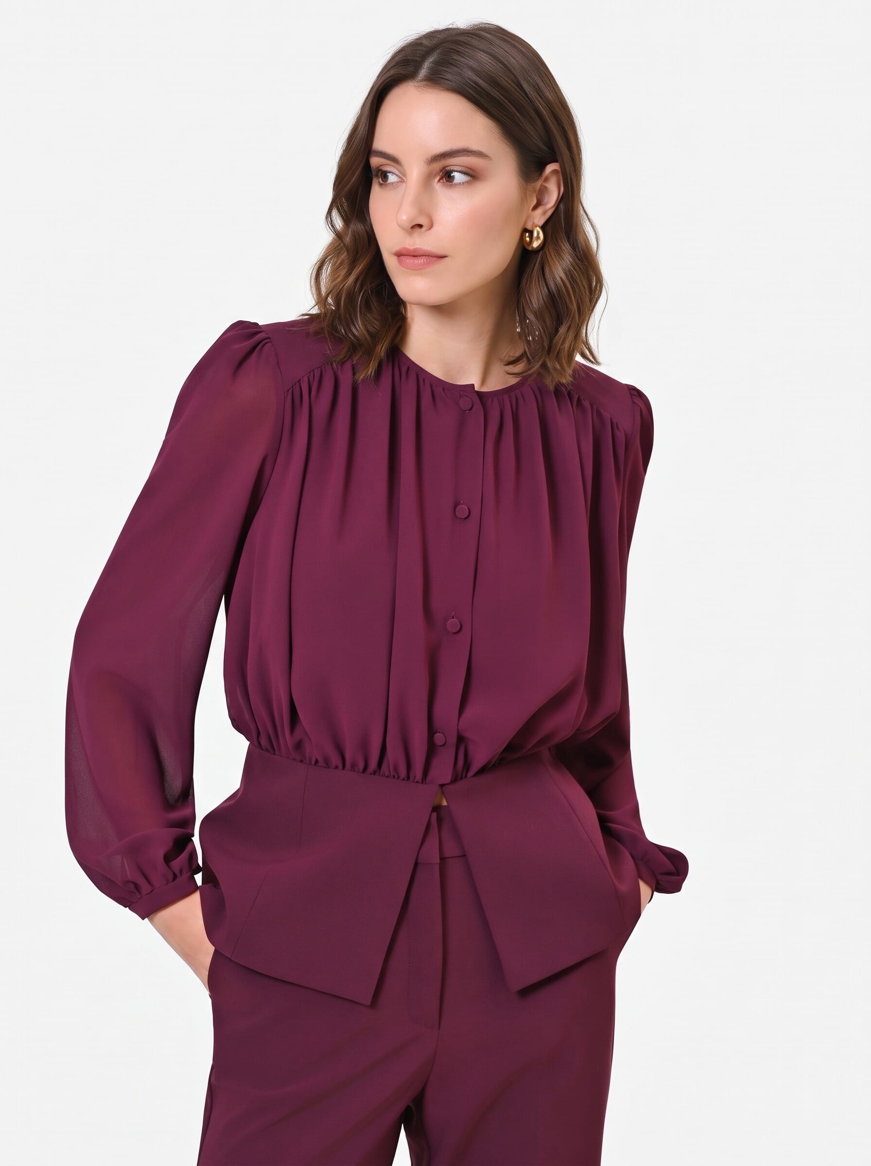 Rinascimento Semi-Transparent Georgette Studio Shirt