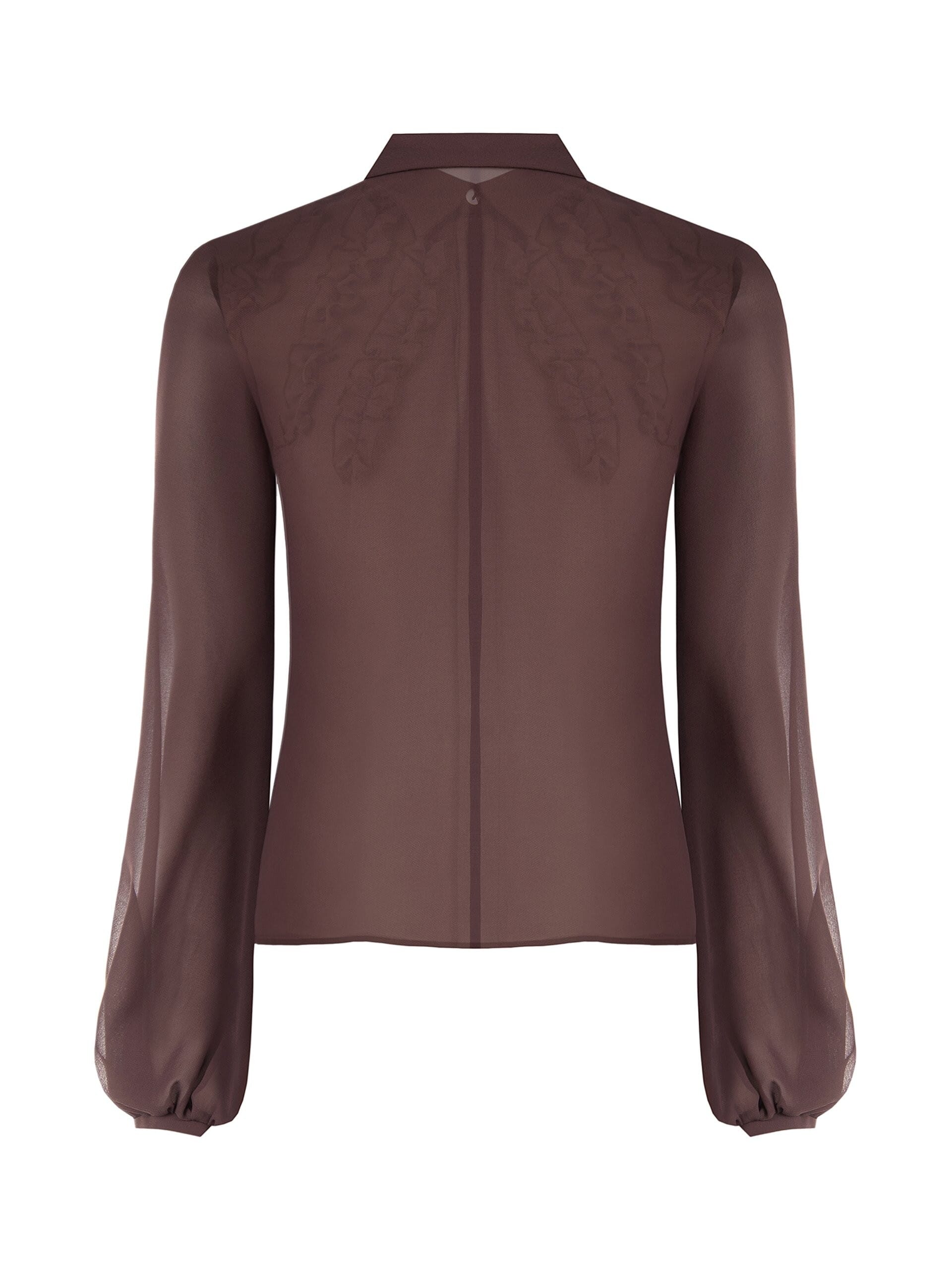 Rinascimento Fitted Georgette Blouse with Ruffles and Concealed Buttons