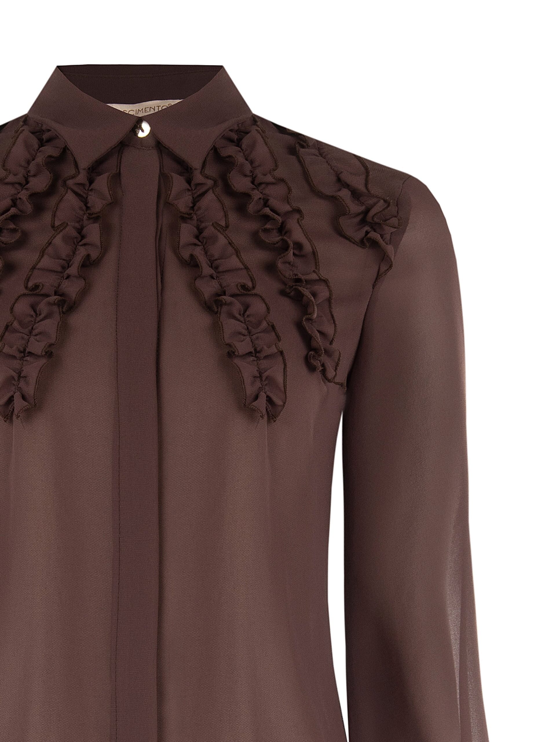 Rinascimento Fitted Georgette Blouse with Ruffles and Concealed Buttons