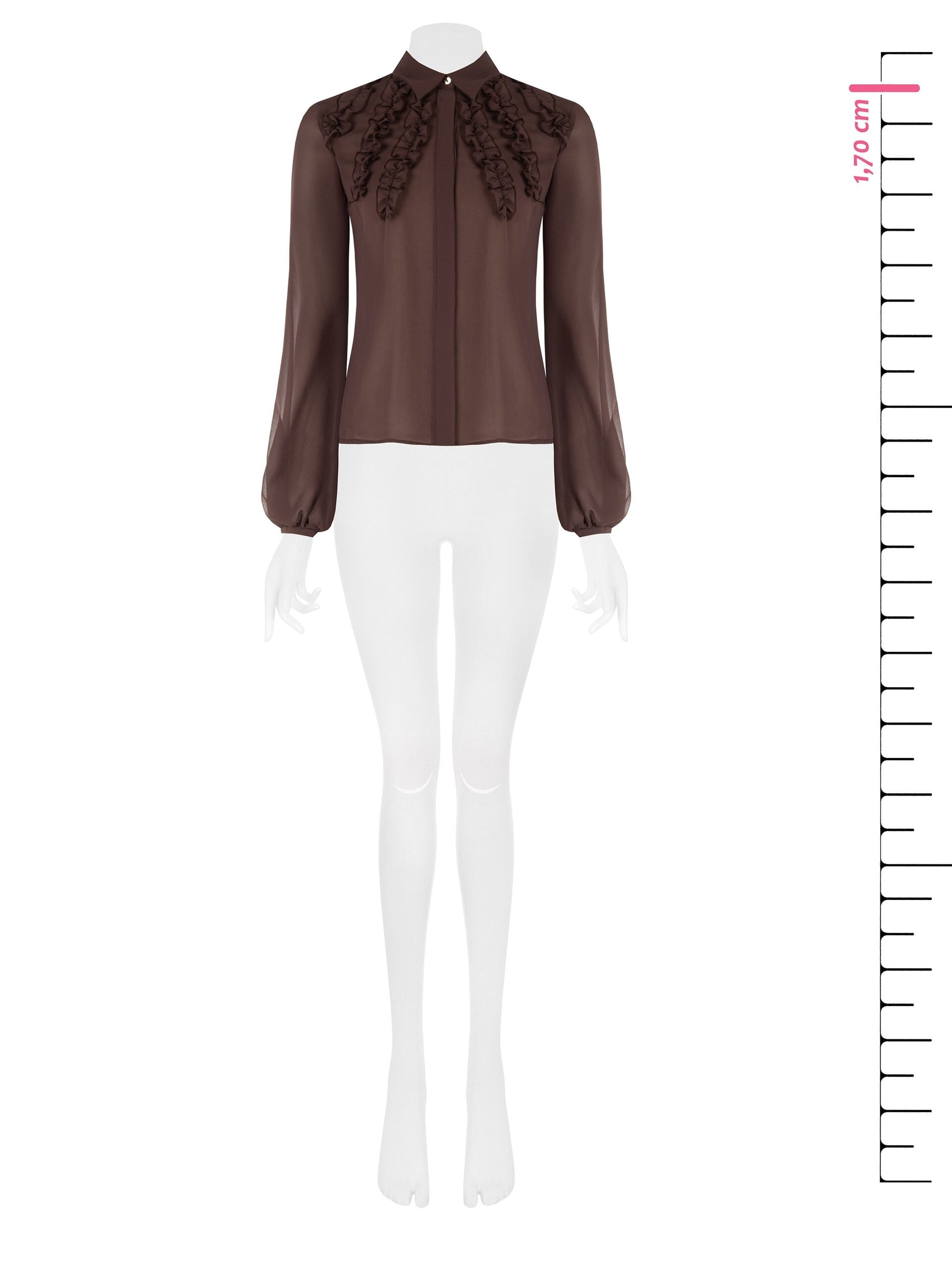 Rinascimento Fitted Georgette Blouse with Ruffles and Concealed Buttons