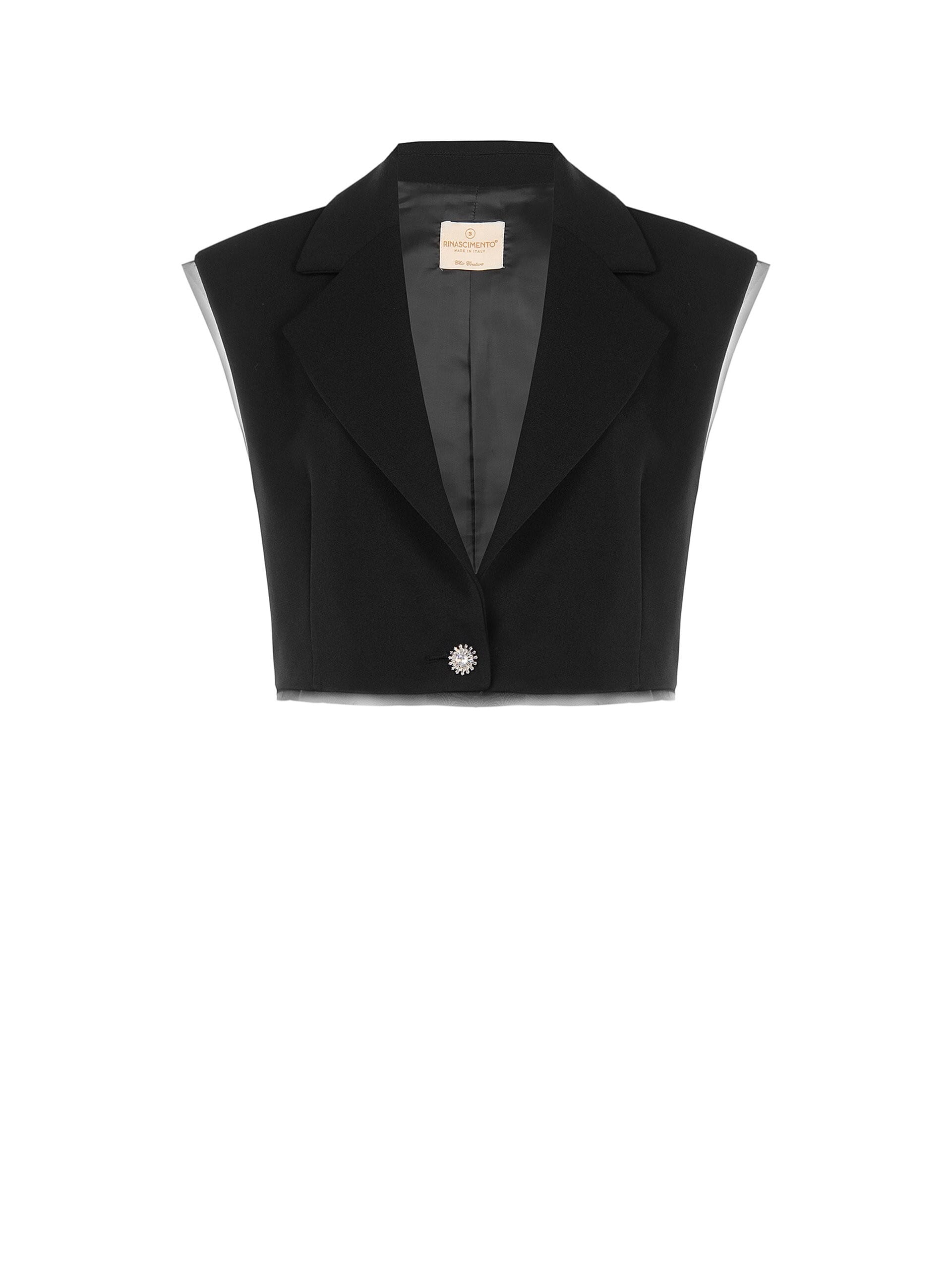 Gilet Over E Crop In Scuba Crepe Con Orli In Tulle Rinascimento