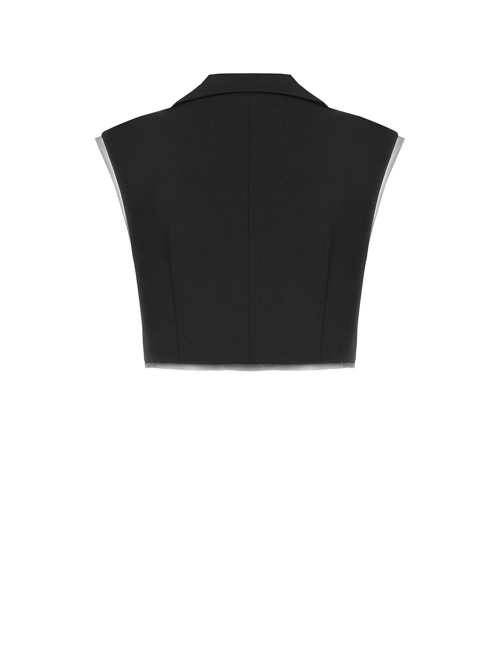 Gilet Over E Crop In Scuba Crepe Con Orli In Tulle Rinascimento