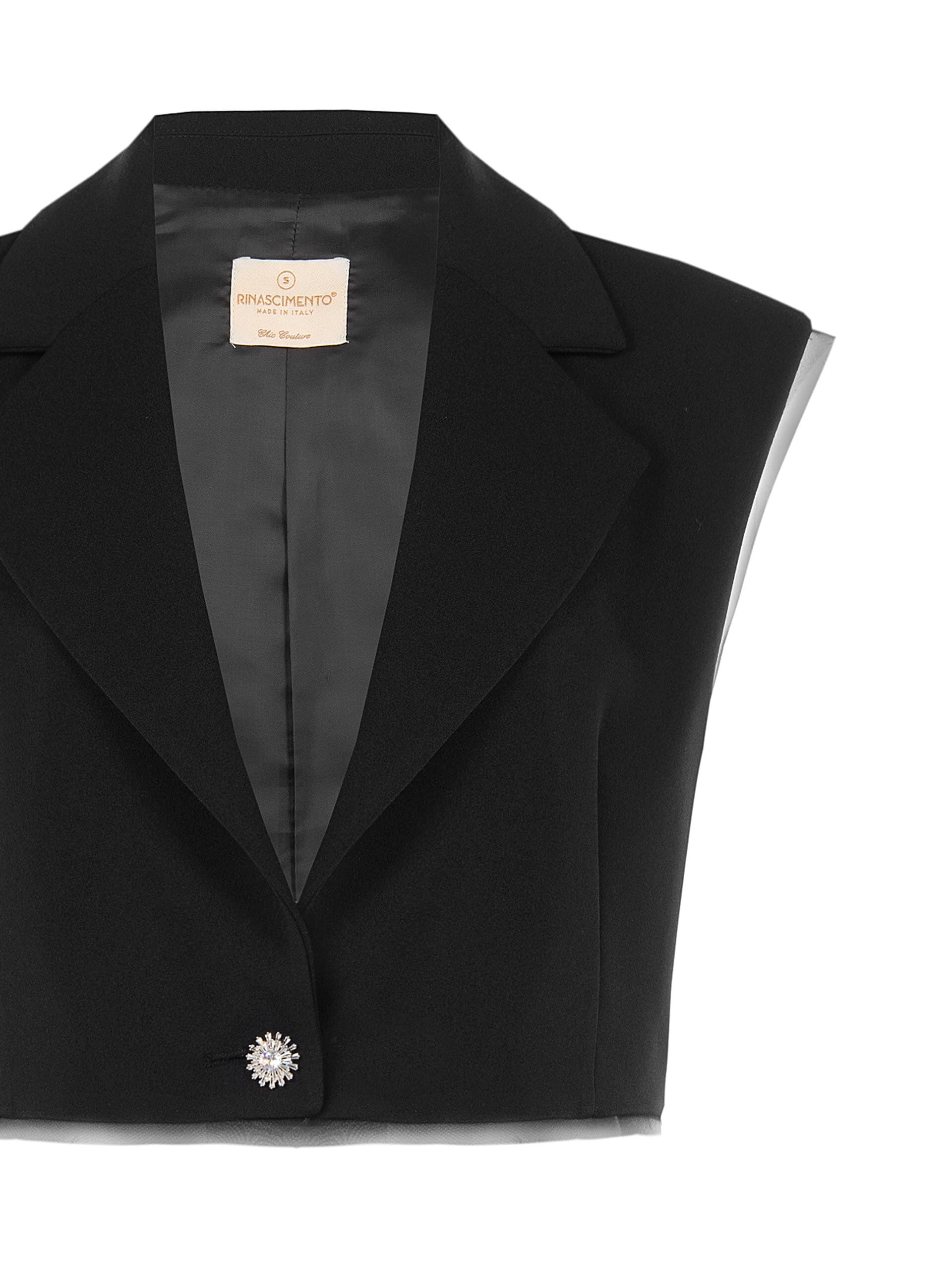 Gilet Over E Crop In Scuba Crepe Con Orli In Tulle Rinascimento