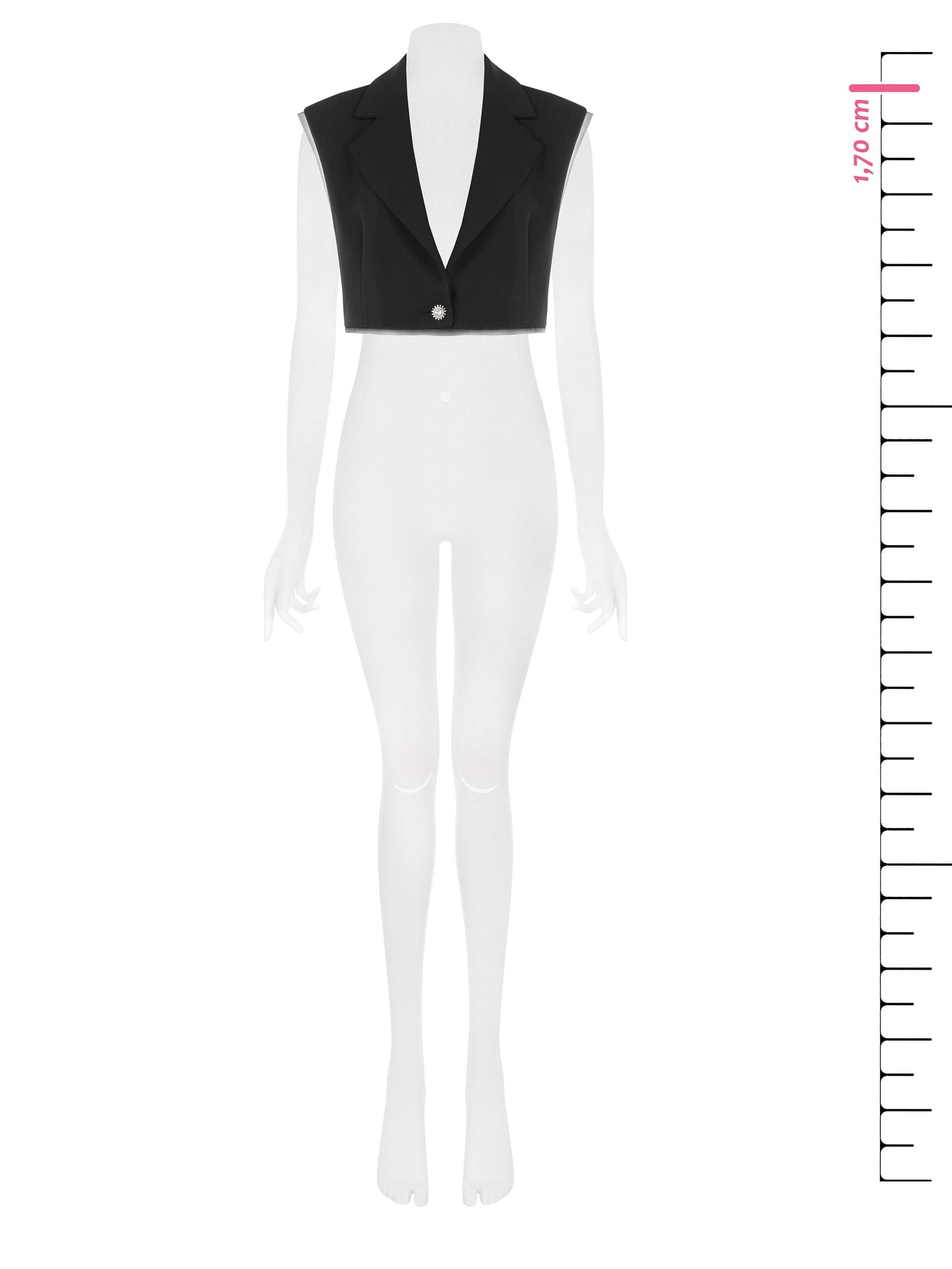 Gilet Over E Crop In Scuba Crepe Con Orli In Tulle Rinascimento