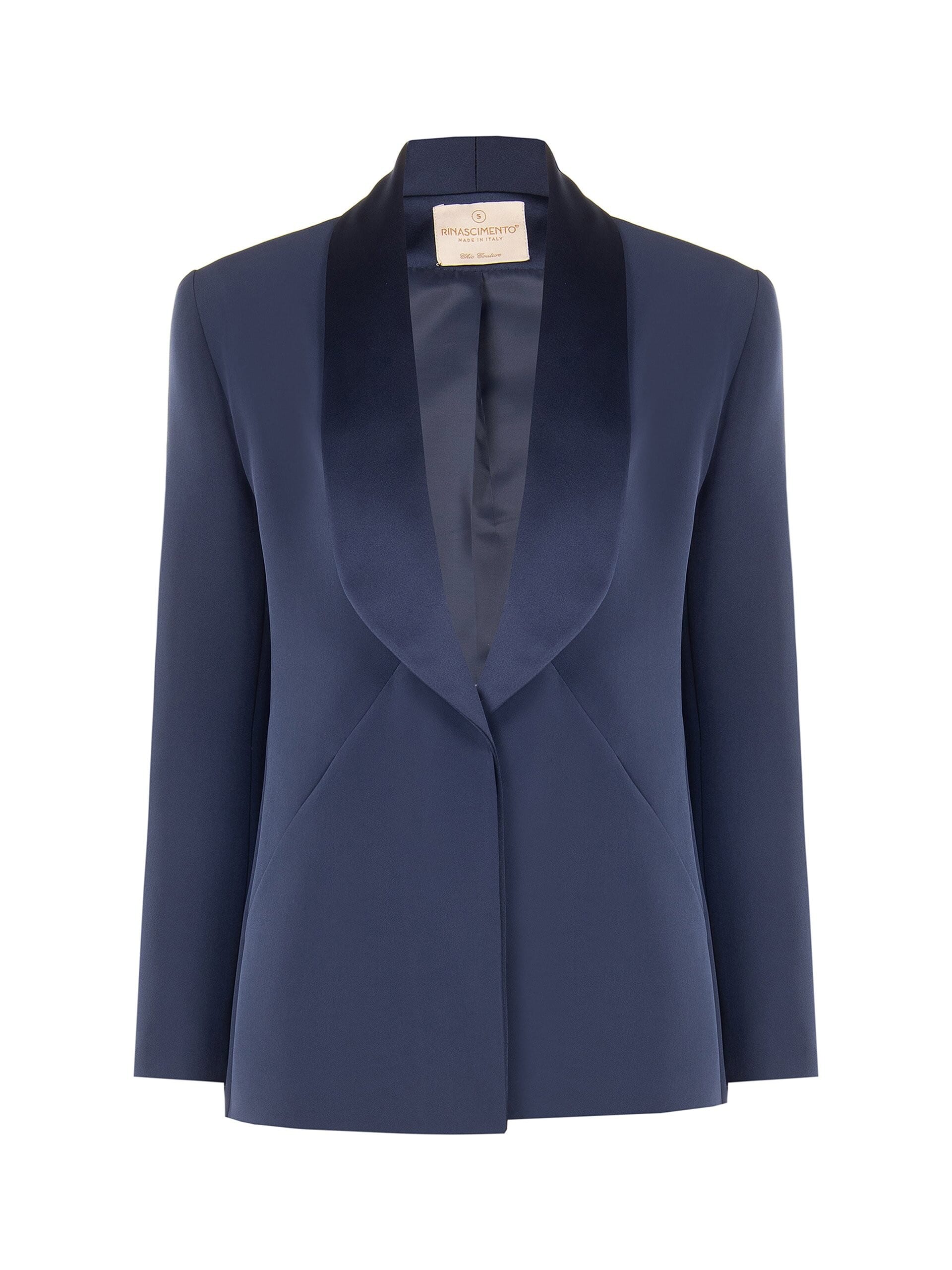 Giacca Blazer In Tessuto Tecnico Con Collo A Scialle In Raso Rinascimento