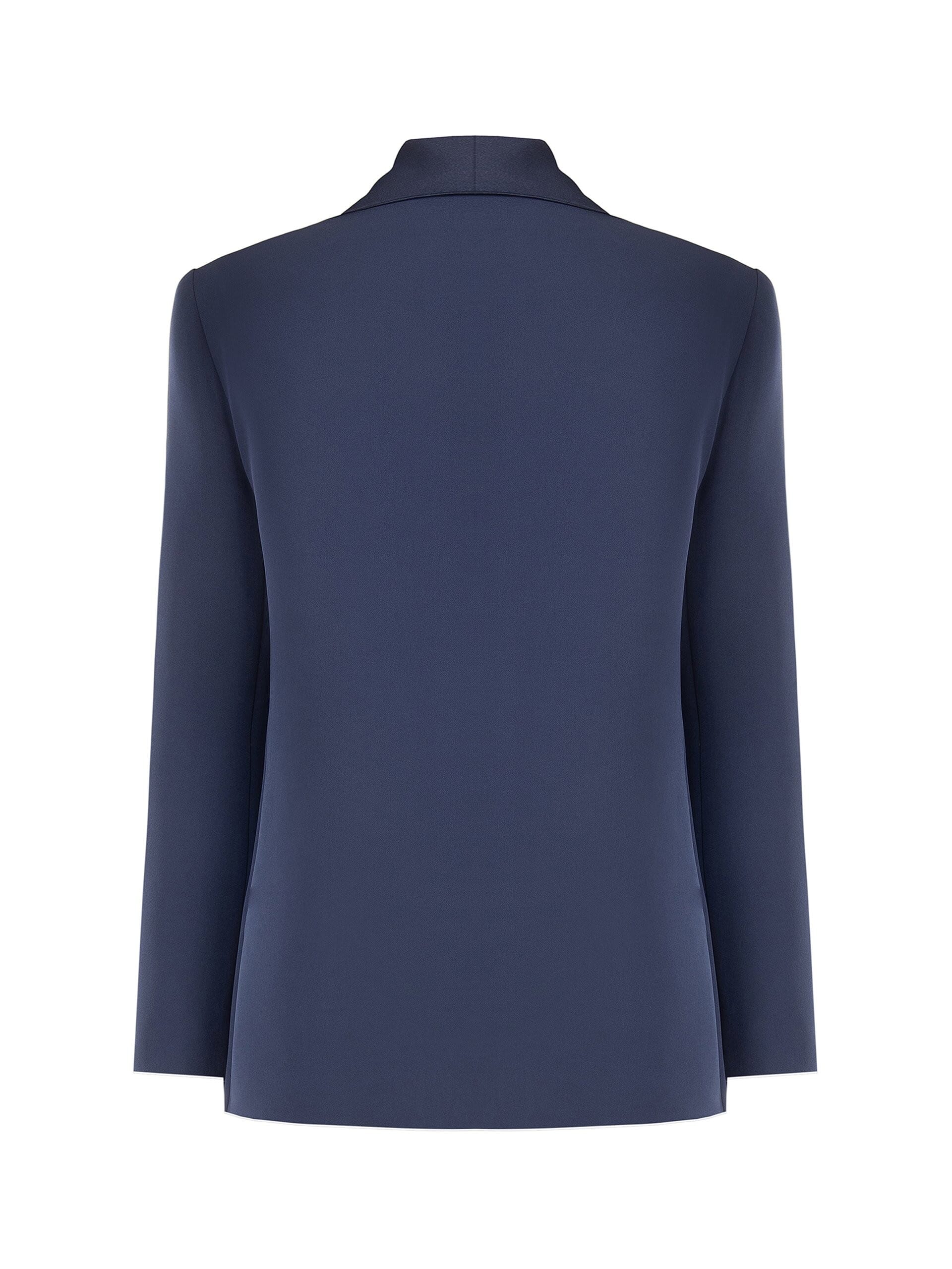 Giacca Blazer In Tessuto Tecnico Con Collo A Scialle In Raso Rinascimento