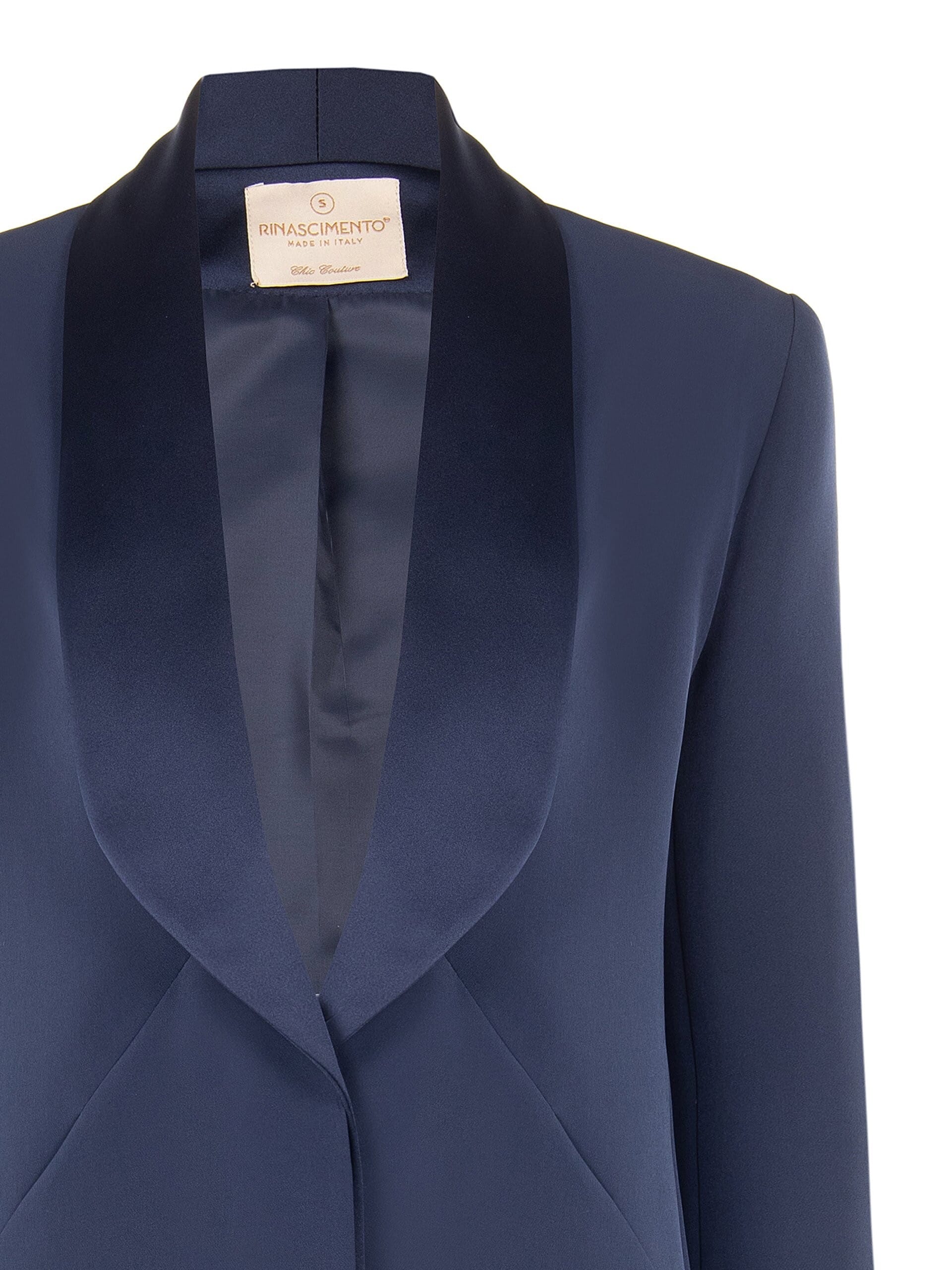 Giacca Blazer In Tessuto Tecnico Con Collo A Scialle In Raso Rinascimento