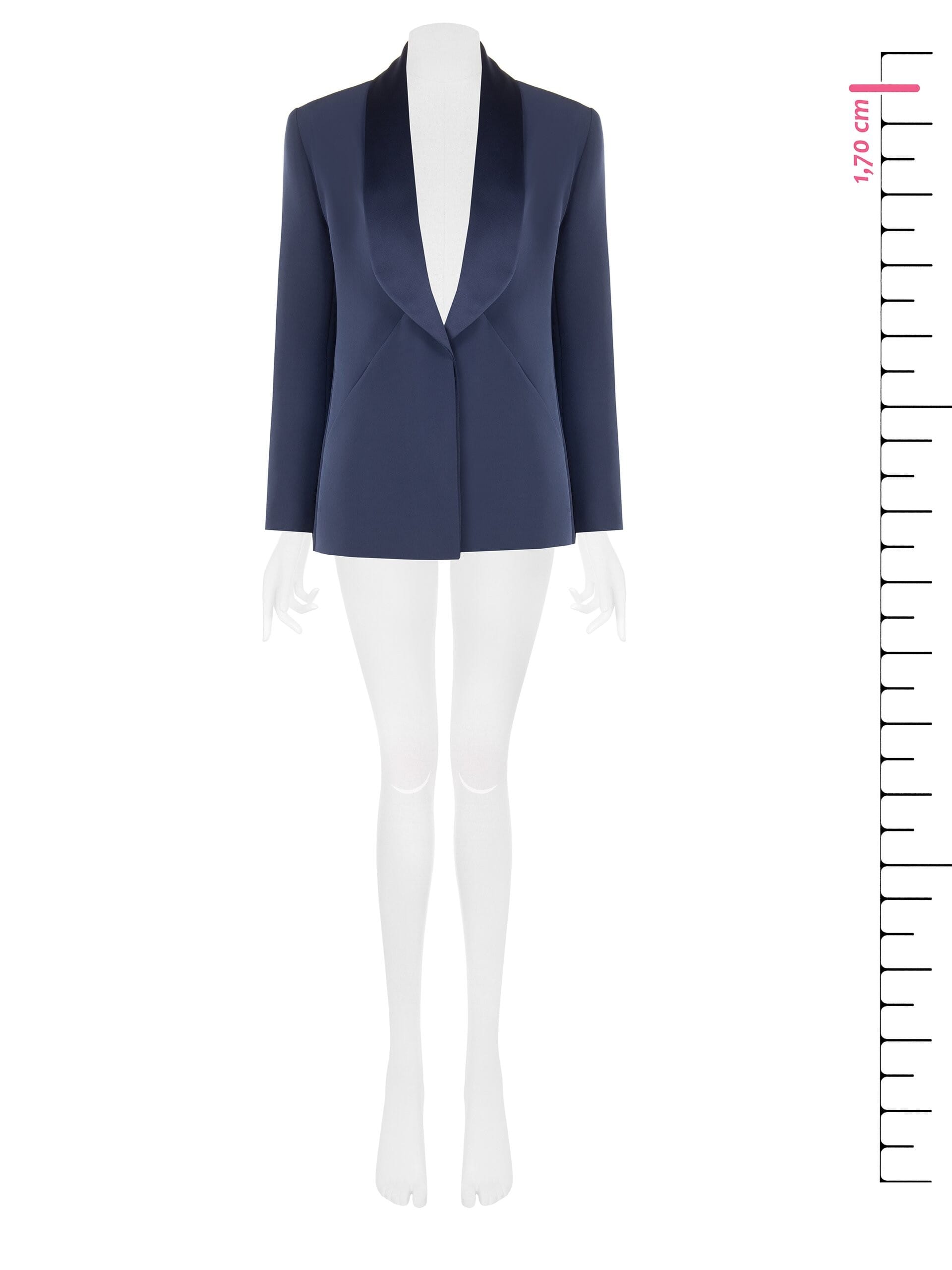 Giacca Blazer In Tessuto Tecnico Con Collo A Scialle In Raso Rinascimento