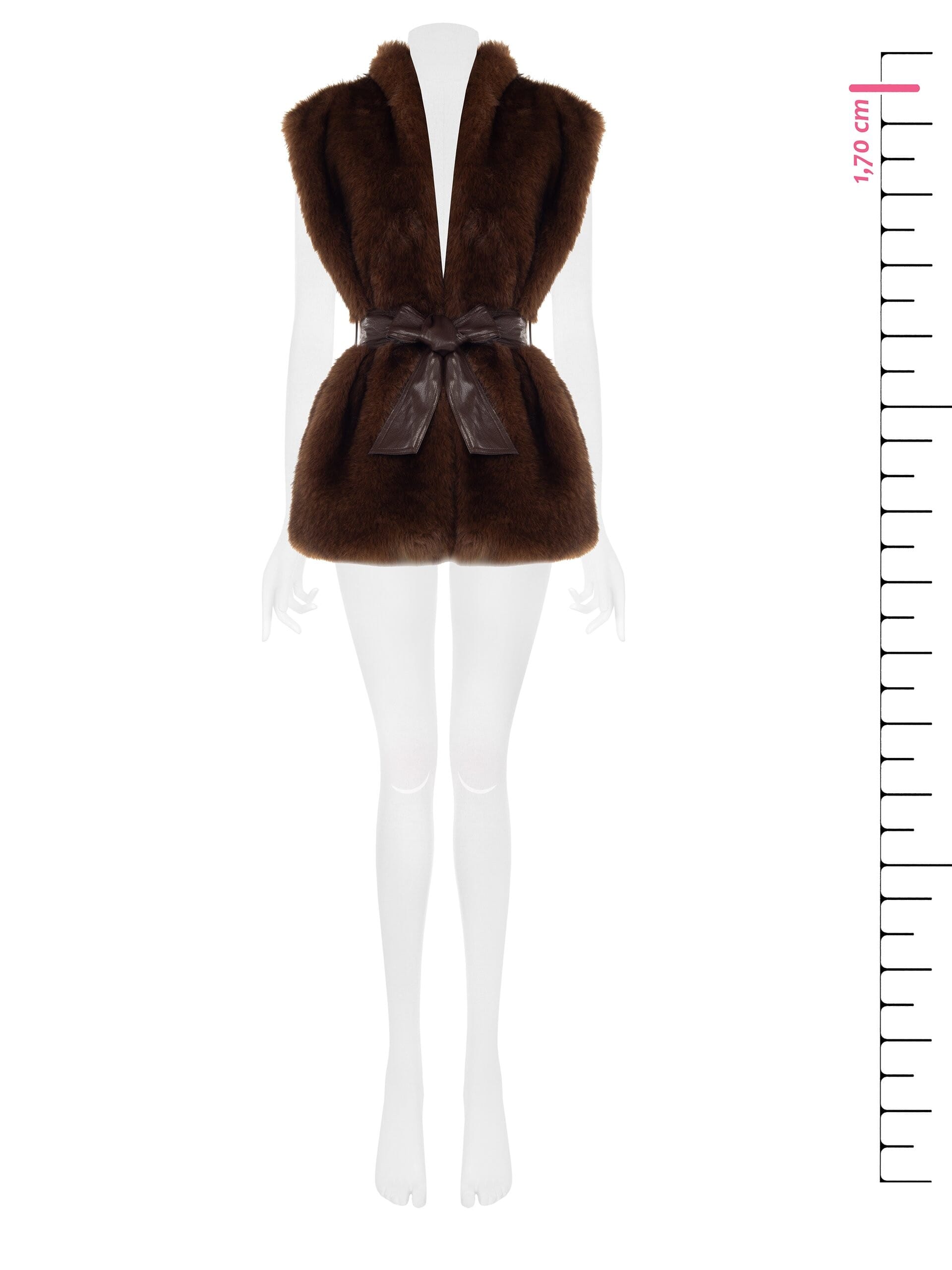 Gilet Lungo Aperto In Pelliccia Sintetica Con Cintura In Similpelle Abbinata Rinascimento