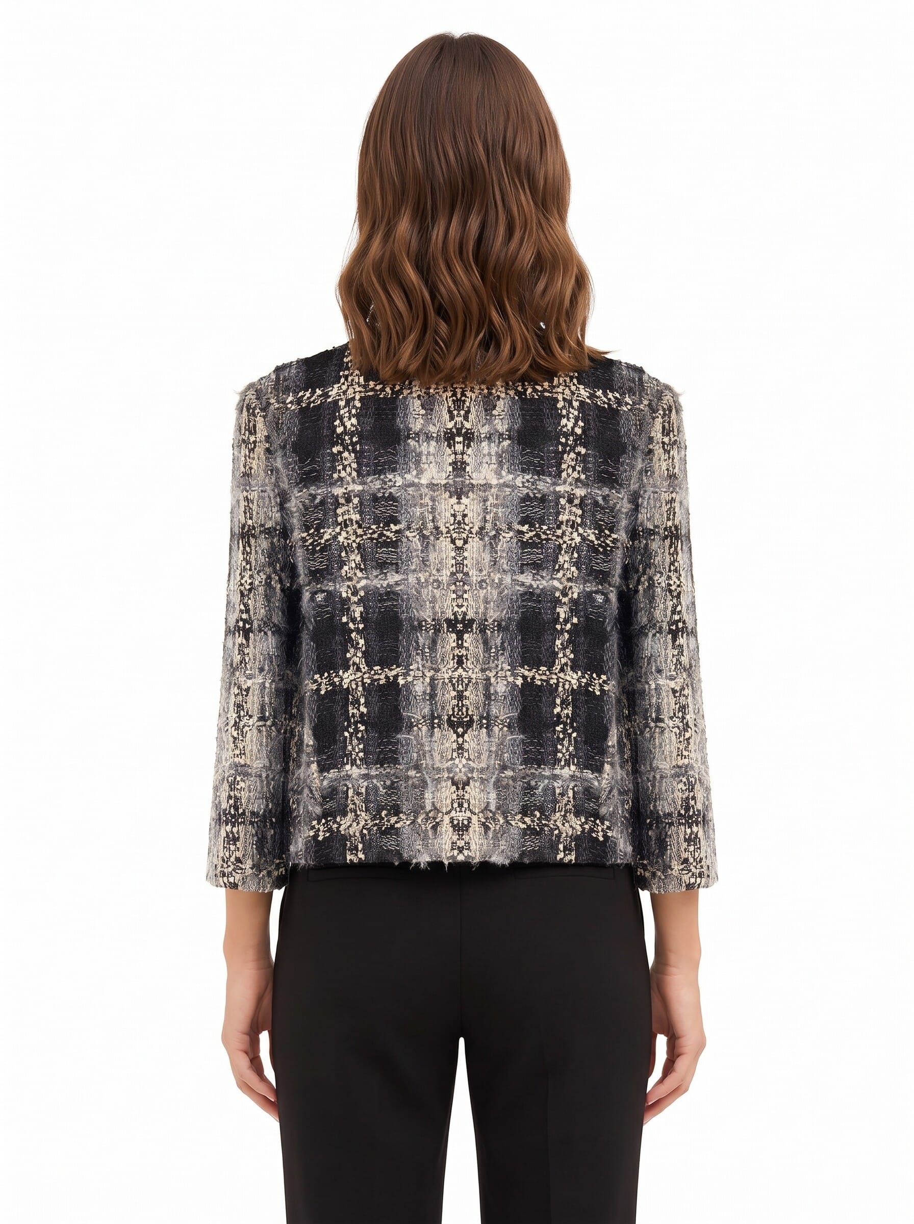 Giacca Corta In Tweed Bouclé Con Lurex E Spalline Rinascimento
