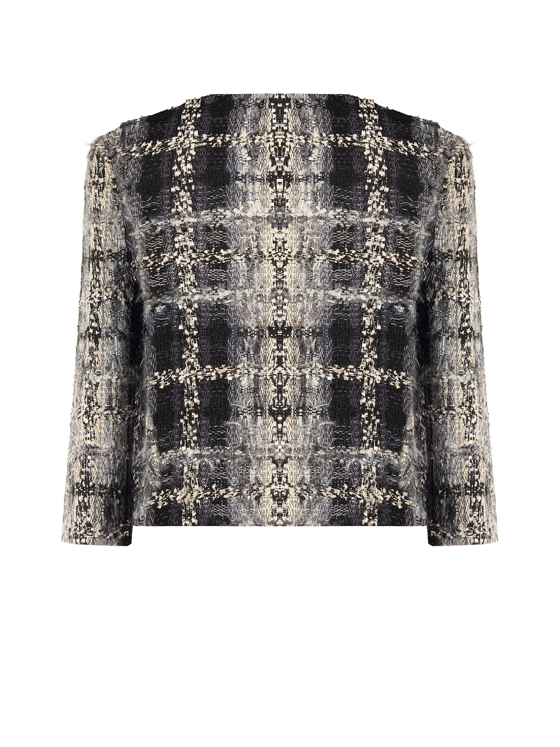 Giacca Corta In Tweed Bouclé Con Lurex E Spalline Rinascimento