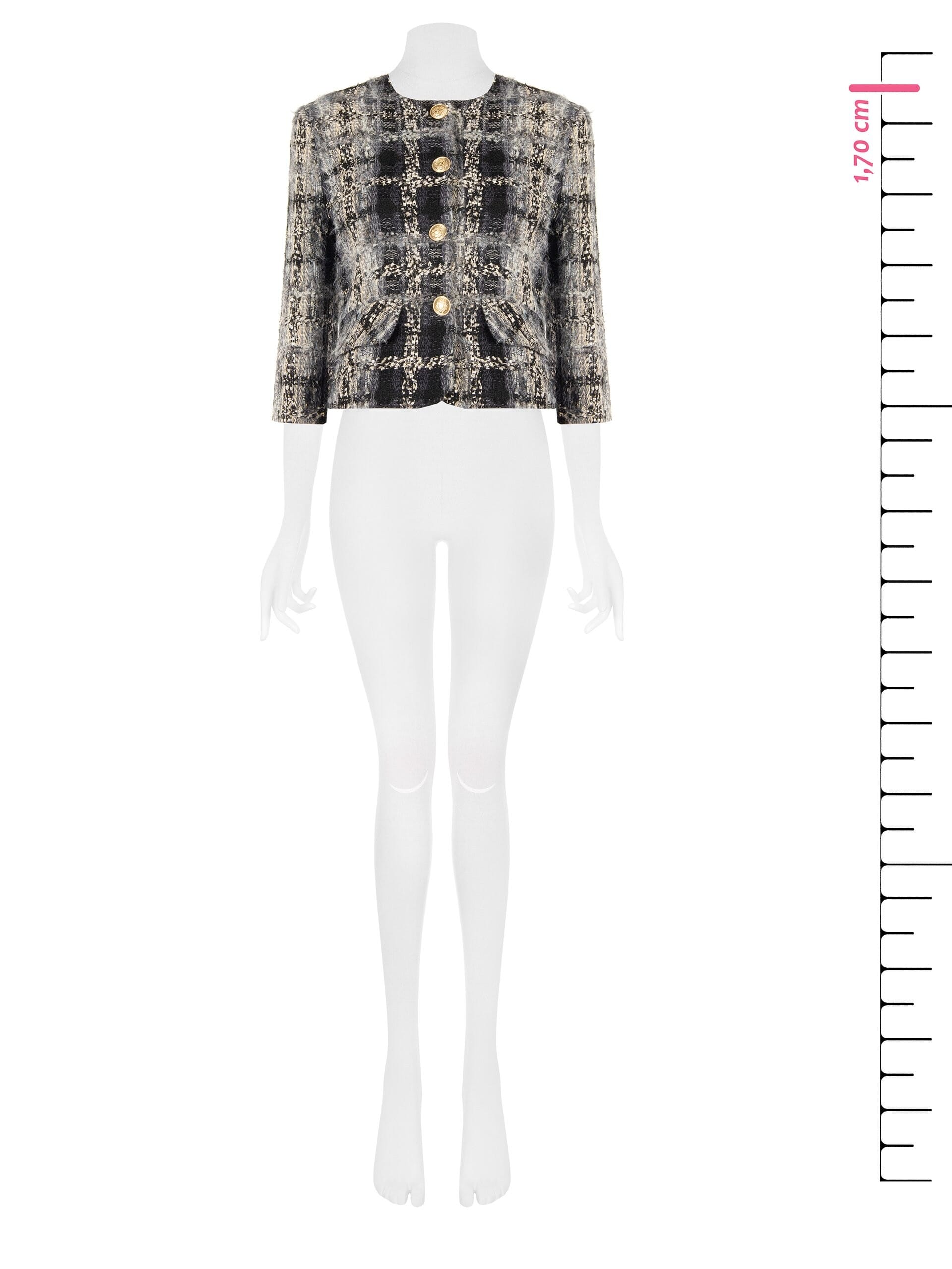 Giacca Corta In Tweed Bouclé Con Lurex E Spalline Rinascimento