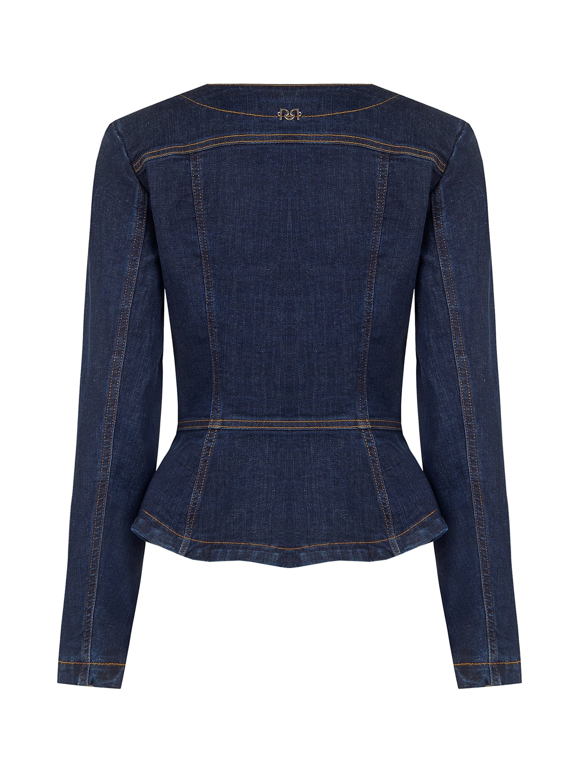 Giubbotto Peplo In Denim Elasticizzato Lavaggio Zero Rinascimento