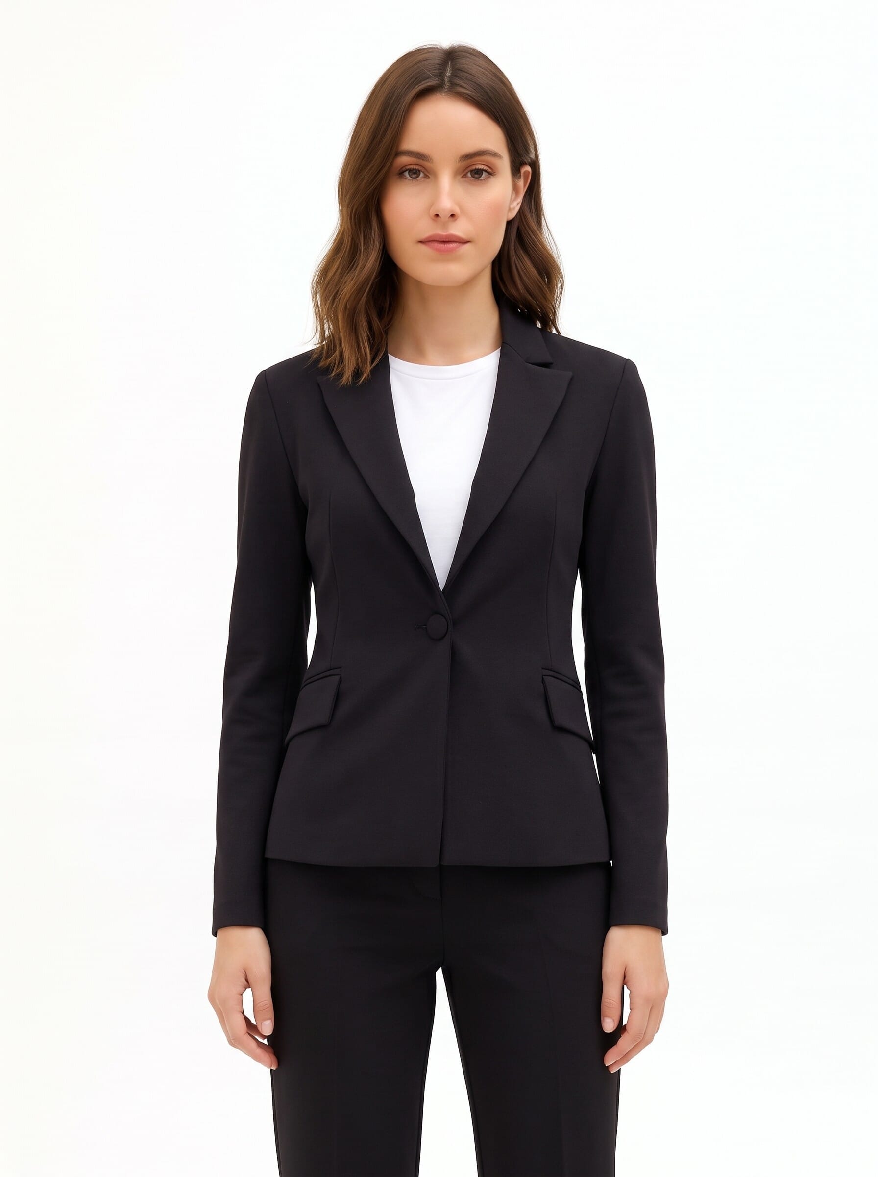 Giacca Blazer Sfiancata In Punto Milano Con Bottone Coordinato Rinascimento