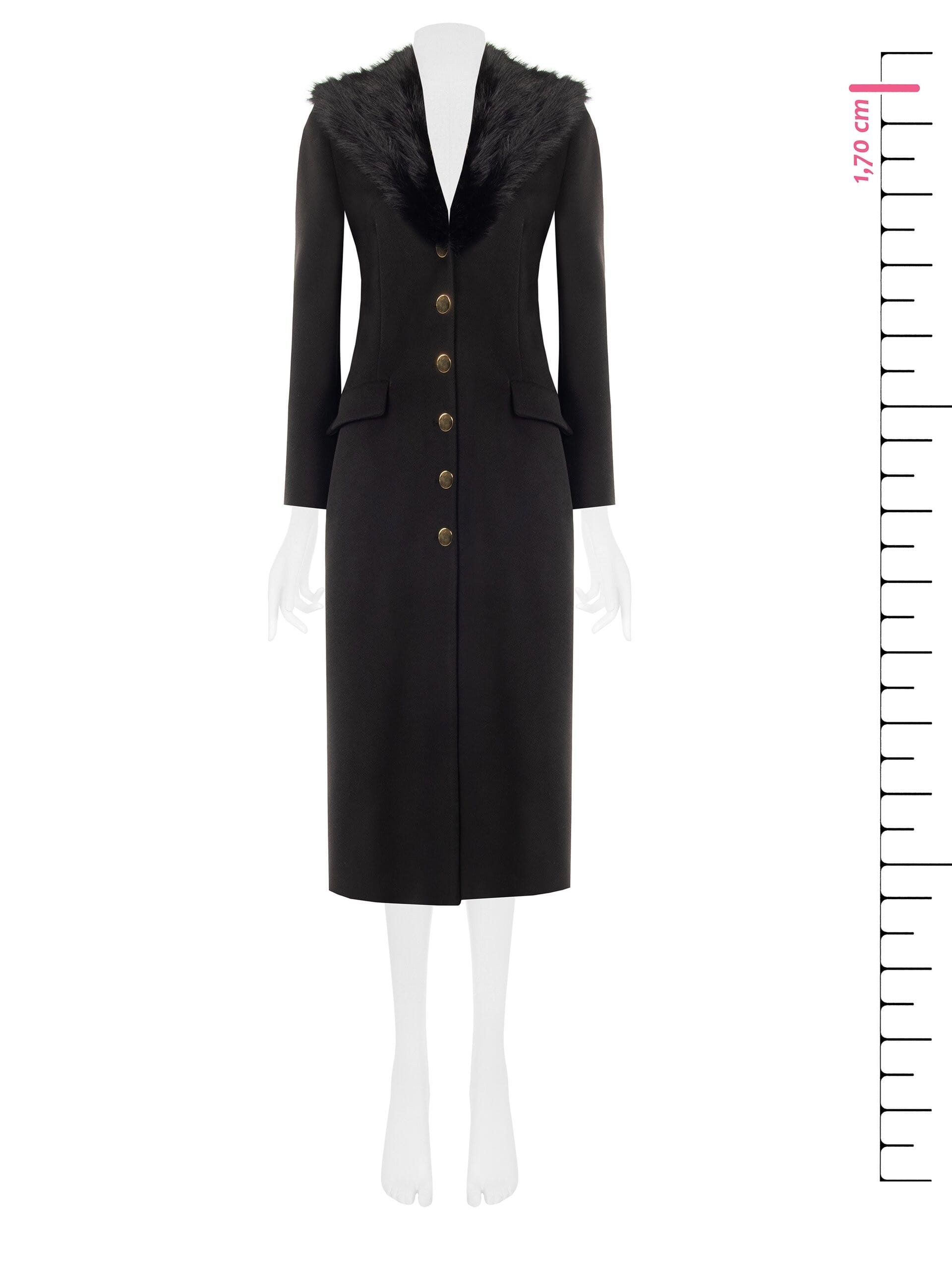 Cappotto Extra Lungo In Panno Con Colletto In Pelliccia Sintetica Rimovibile Rinascimento