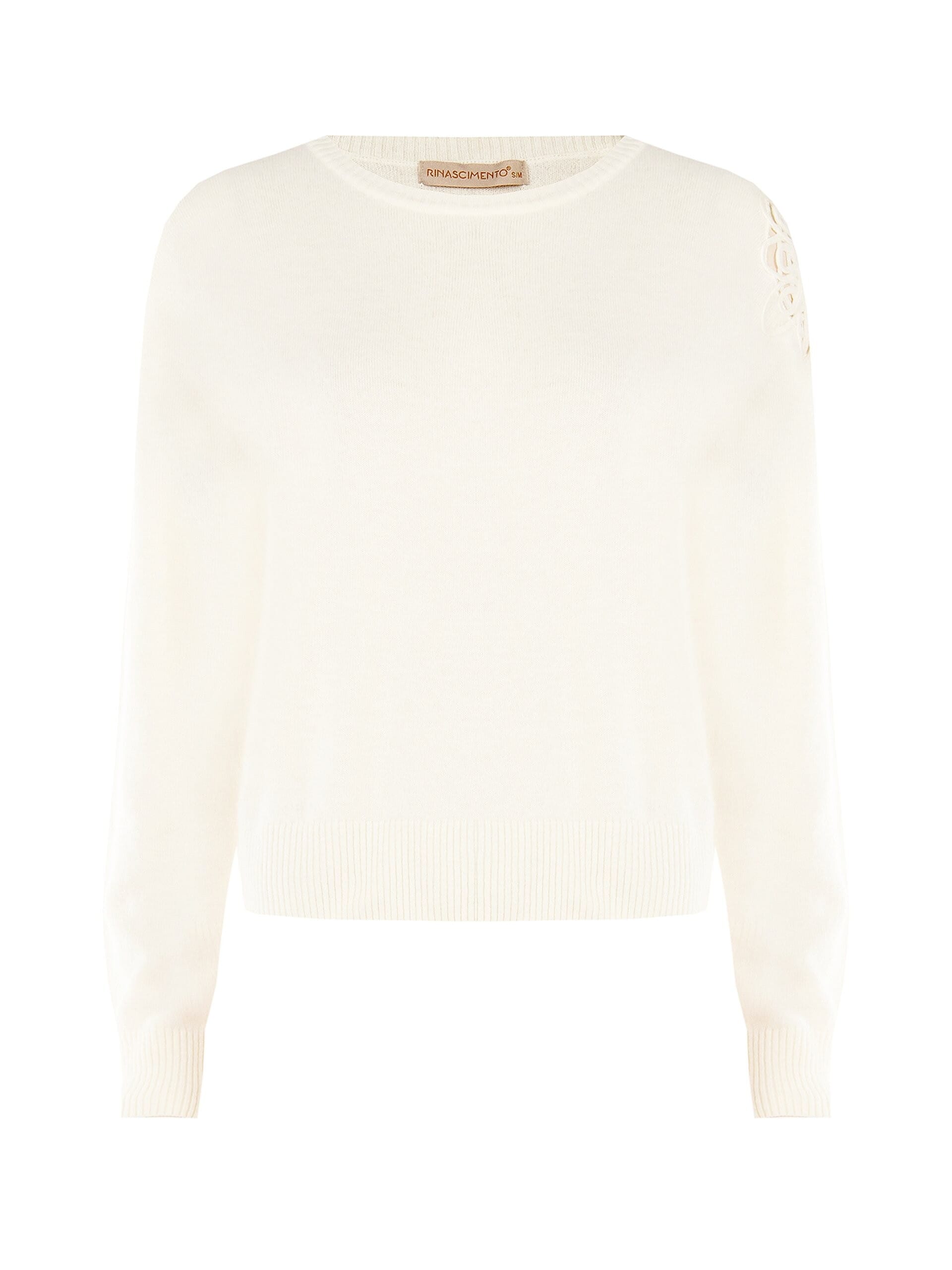 Maglione Sottile In Misto Viscosa E Lana Con Inserto Crochet Sulla Spalla Rinascimento