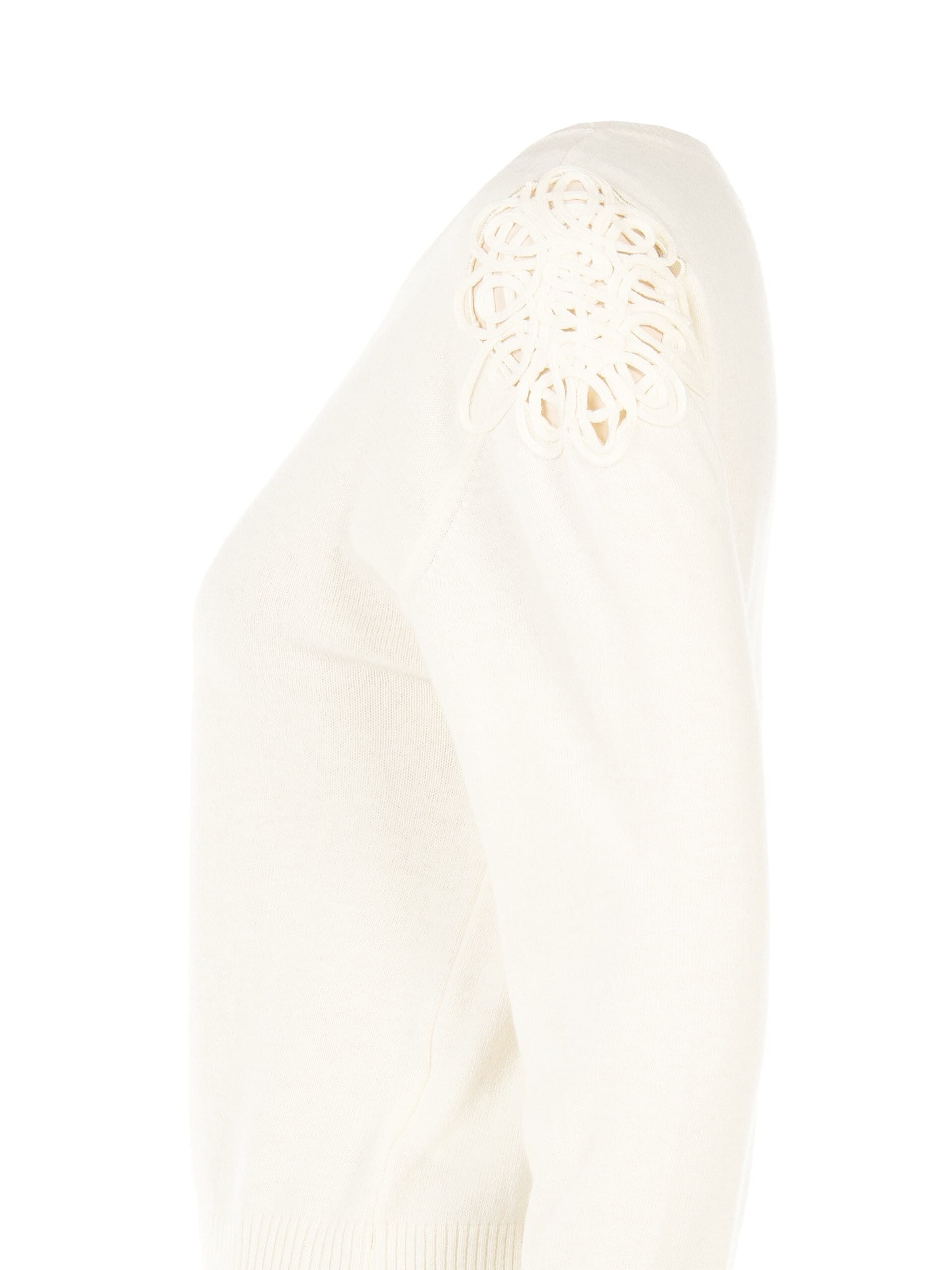 Maglione Sottile In Misto Viscosa E Lana Con Inserto Crochet Sulla Spalla Rinascimento