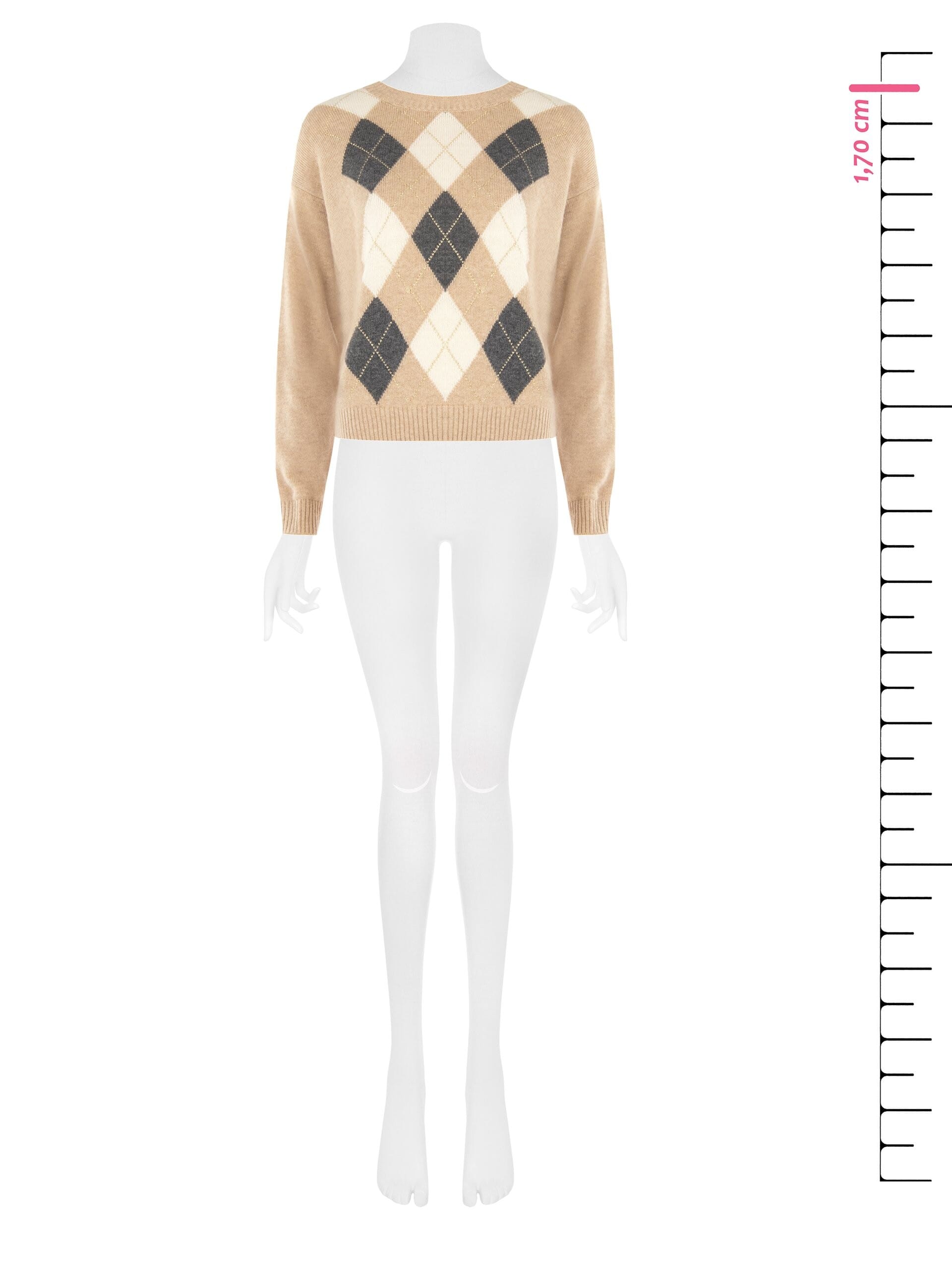 Maglione In Misto Viscosa E Lana Motivo A Rombi Con Lurex Rinascimento