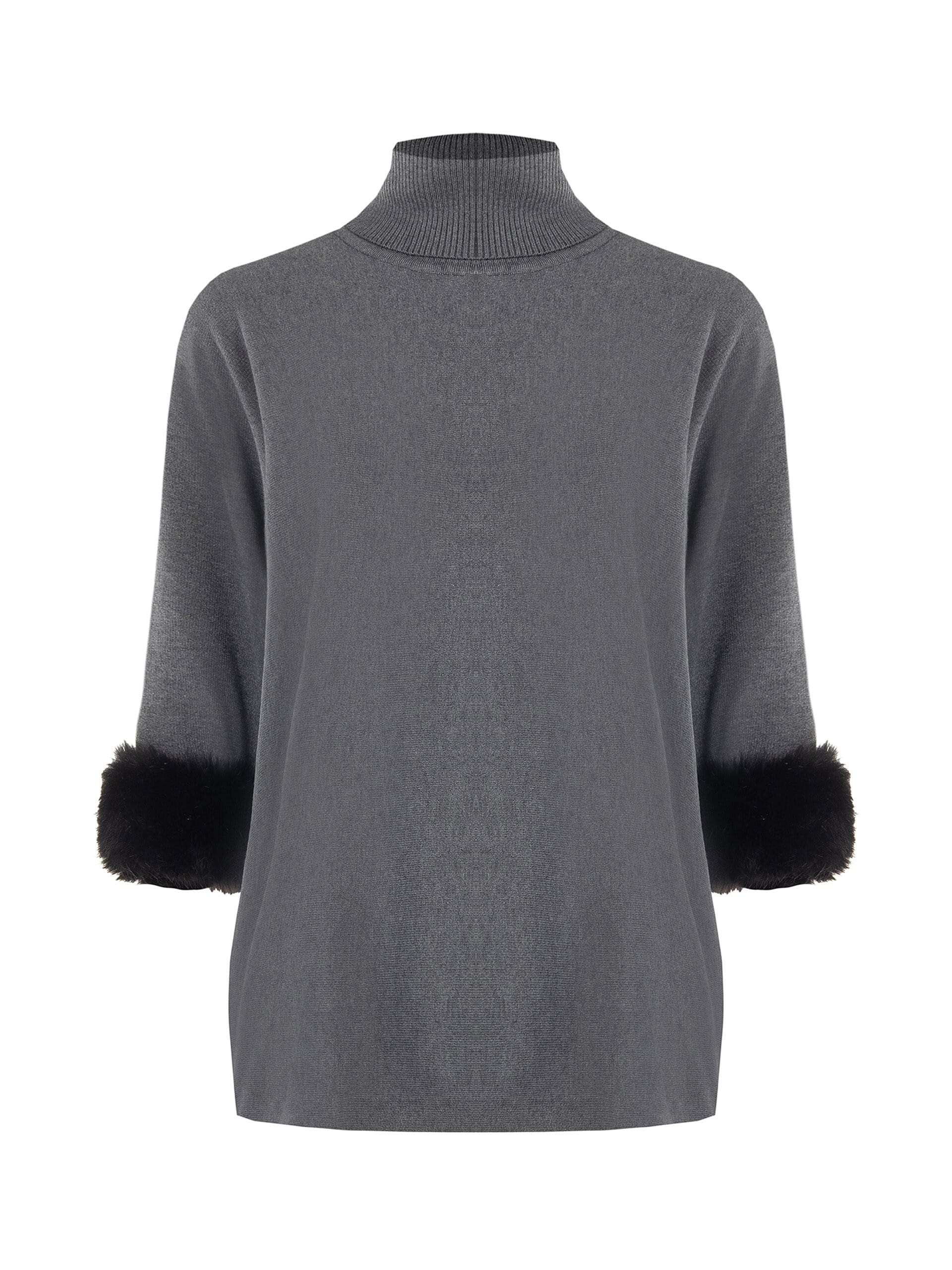 Maglione Dolcevita Ampio Con Inserti Di Pelliccia Sintetica Rinascimento