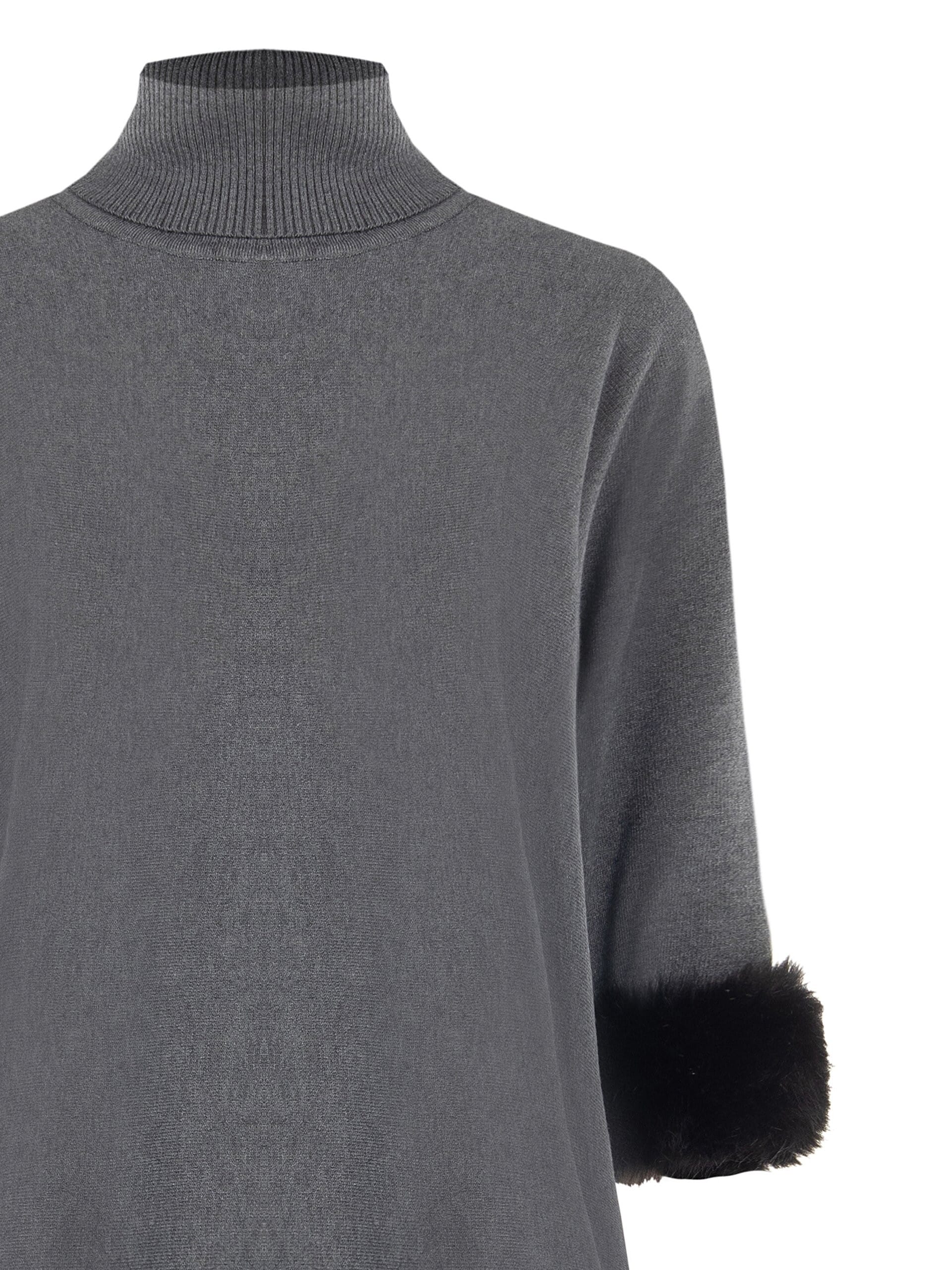 Maglione Dolcevita Ampio Con Inserti Di Pelliccia Sintetica Rinascimento