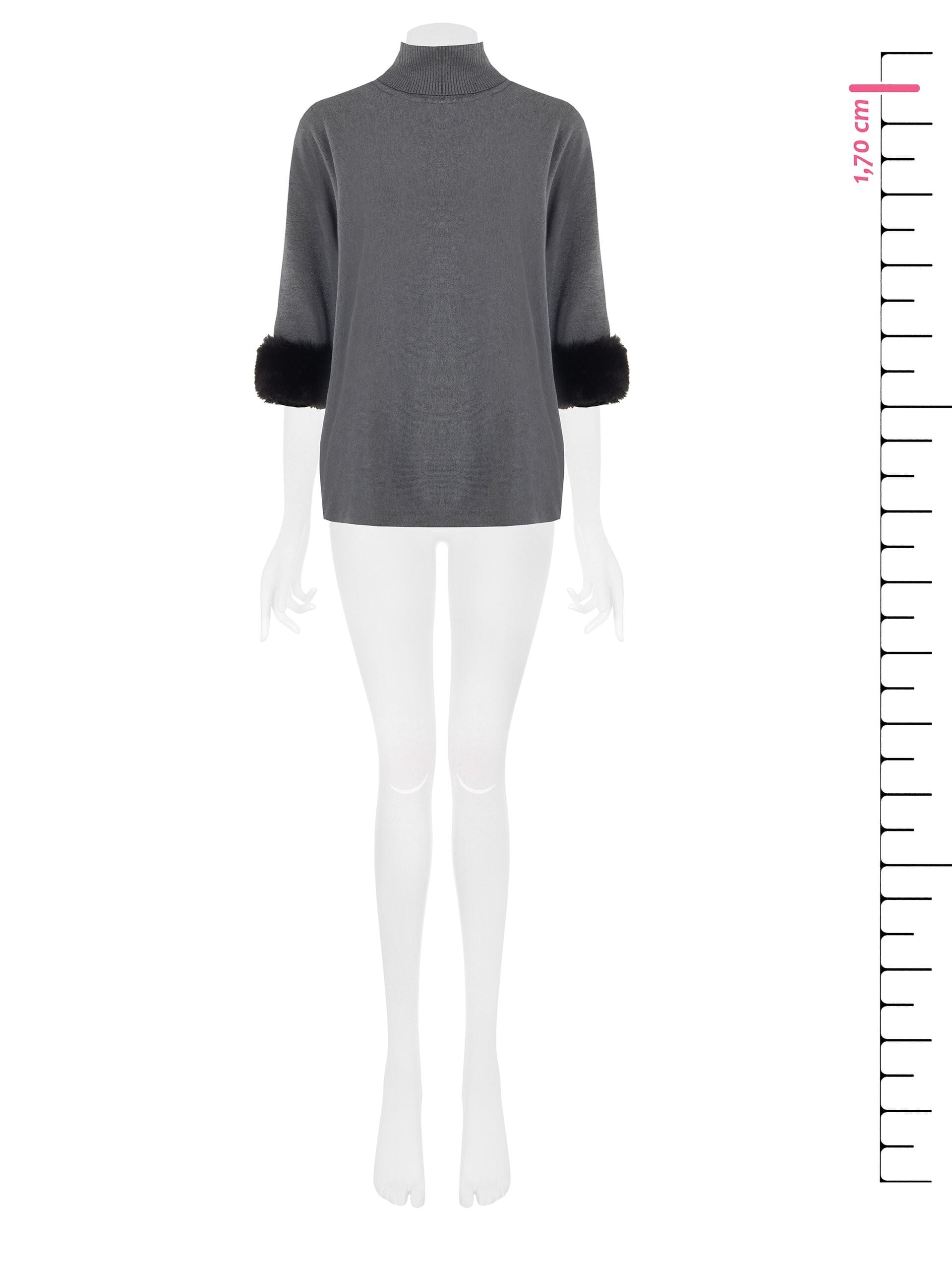 Maglione Dolcevita Ampio Con Inserti Di Pelliccia Sintetica Rinascimento