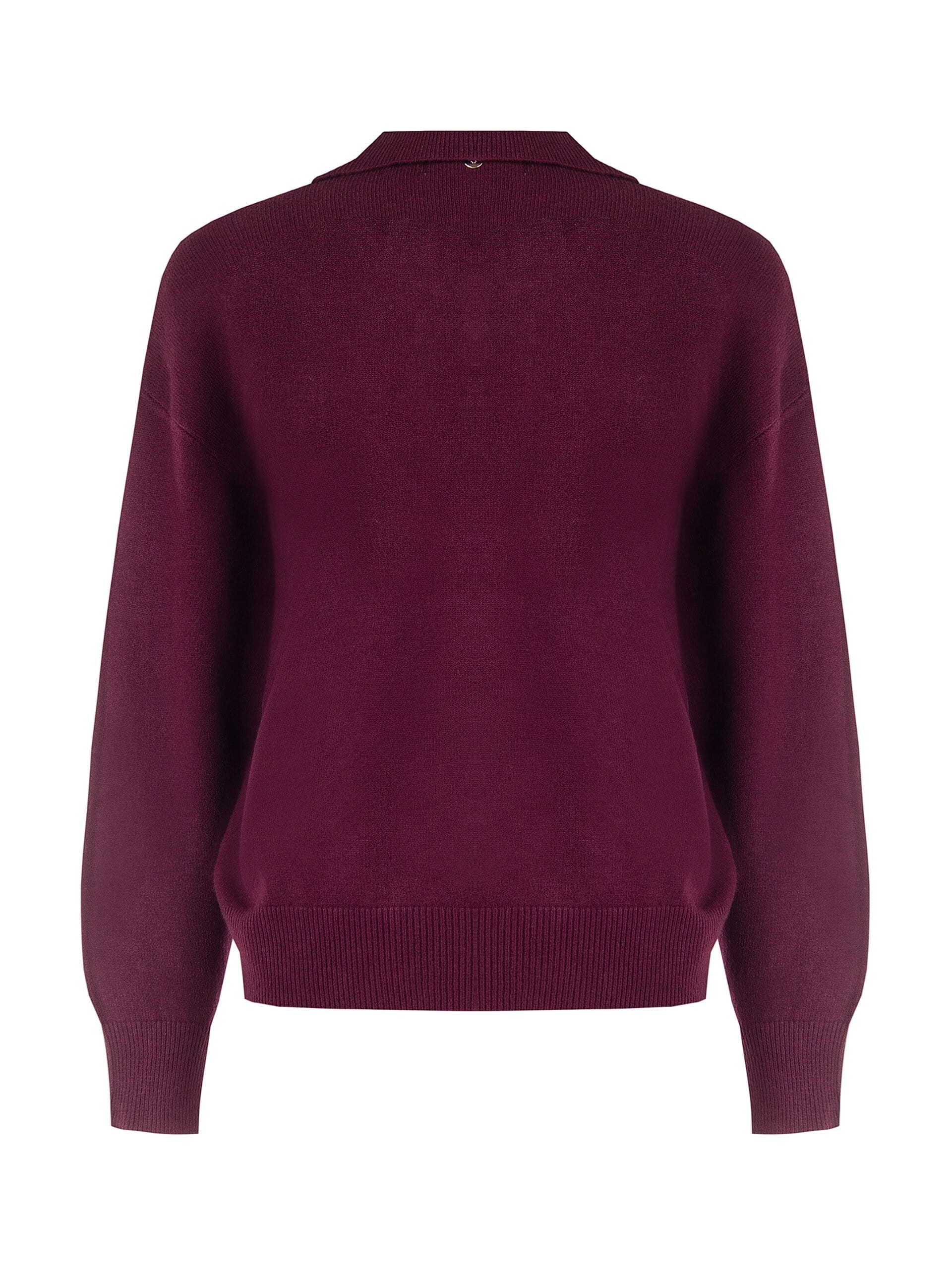 Maglione Polo Ampio In Misto Viscosa Con Cristalli Cabochon Sul Colletto Rinascimento