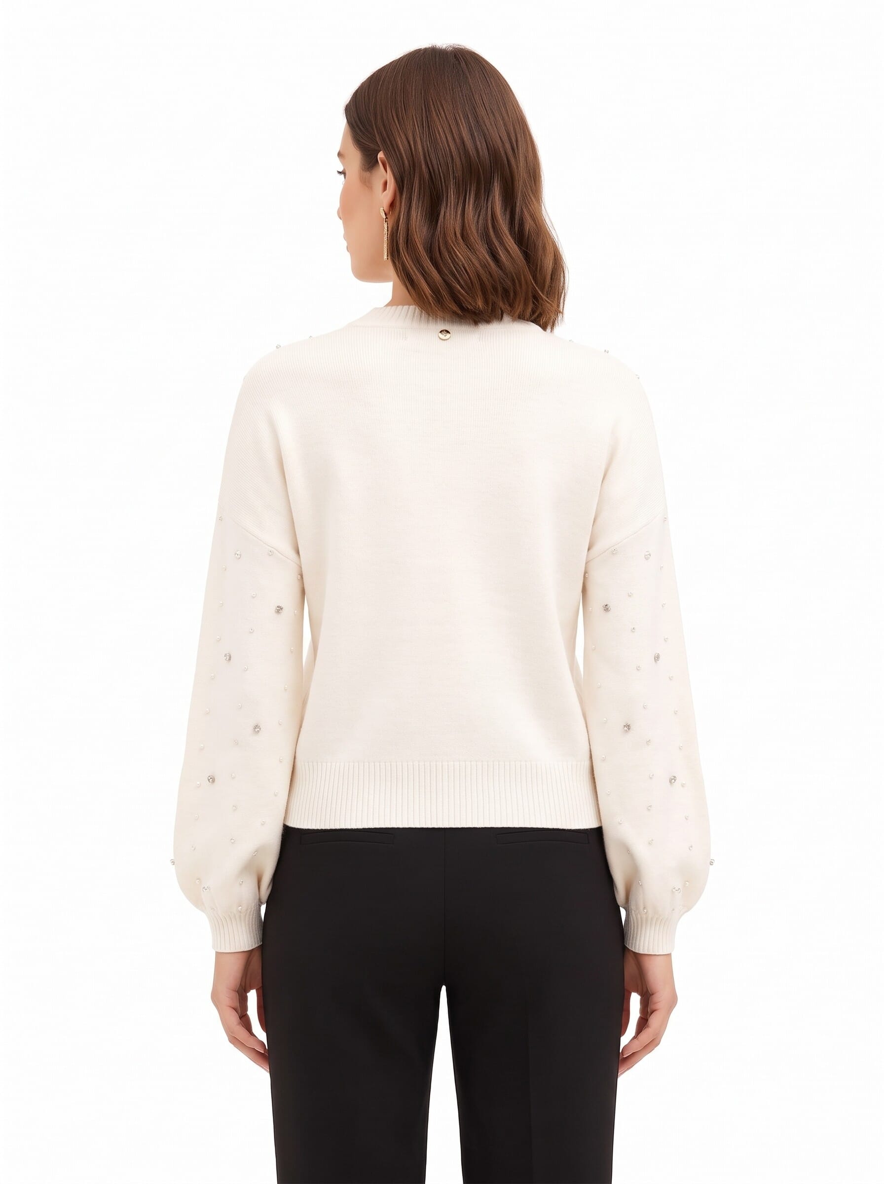 Maglione In Misto Viscosa Con Cristalli E Perle Rinascimento