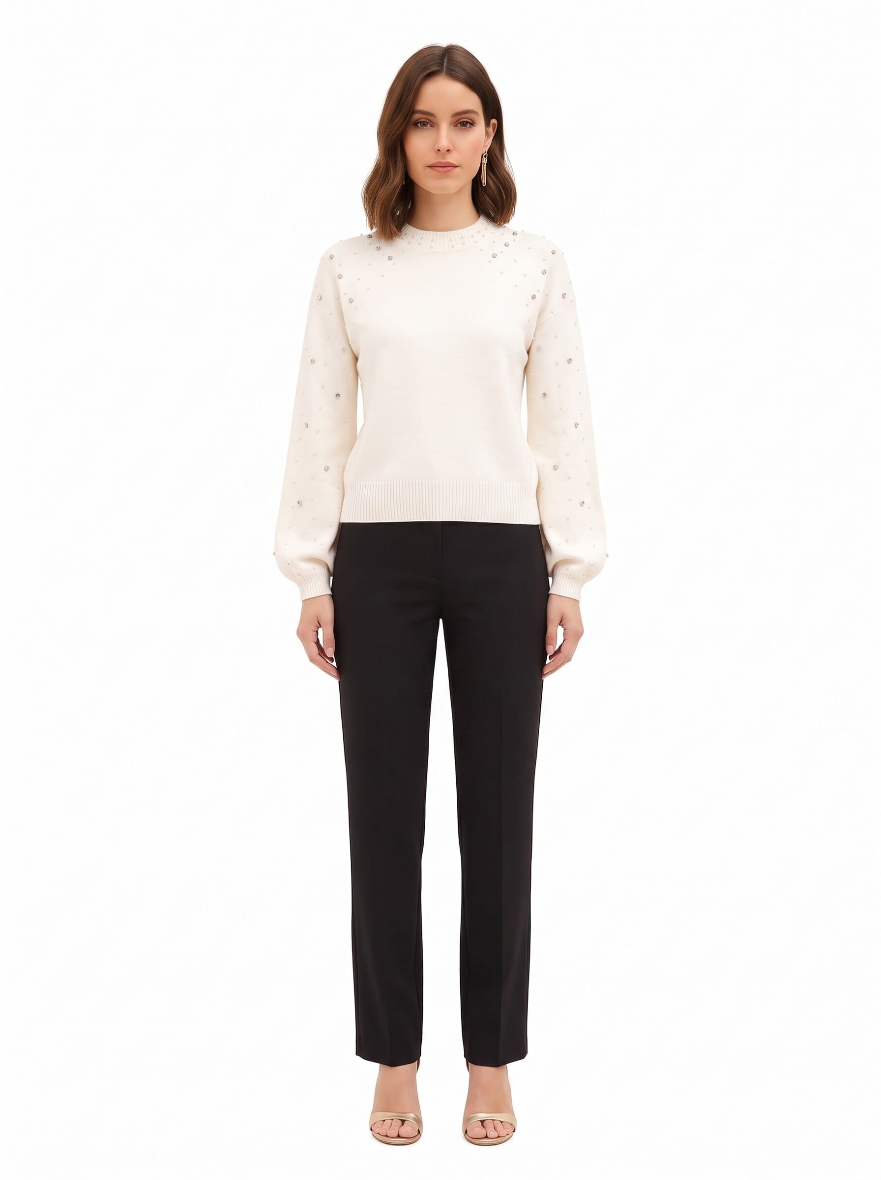 Maglione In Misto Viscosa Con Cristalli E Perle Rinascimento
