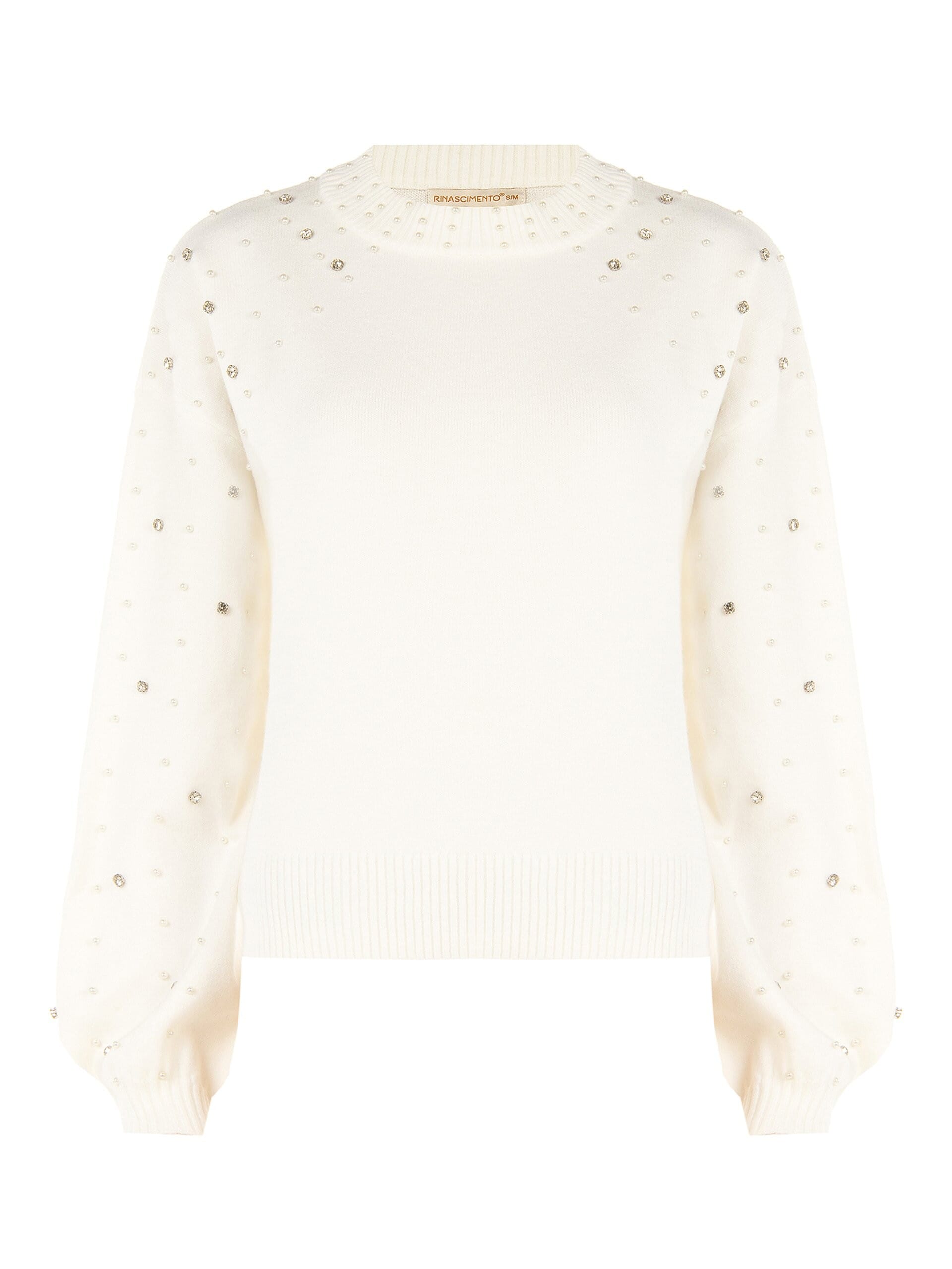Maglione In Misto Viscosa Con Cristalli E Perle Rinascimento