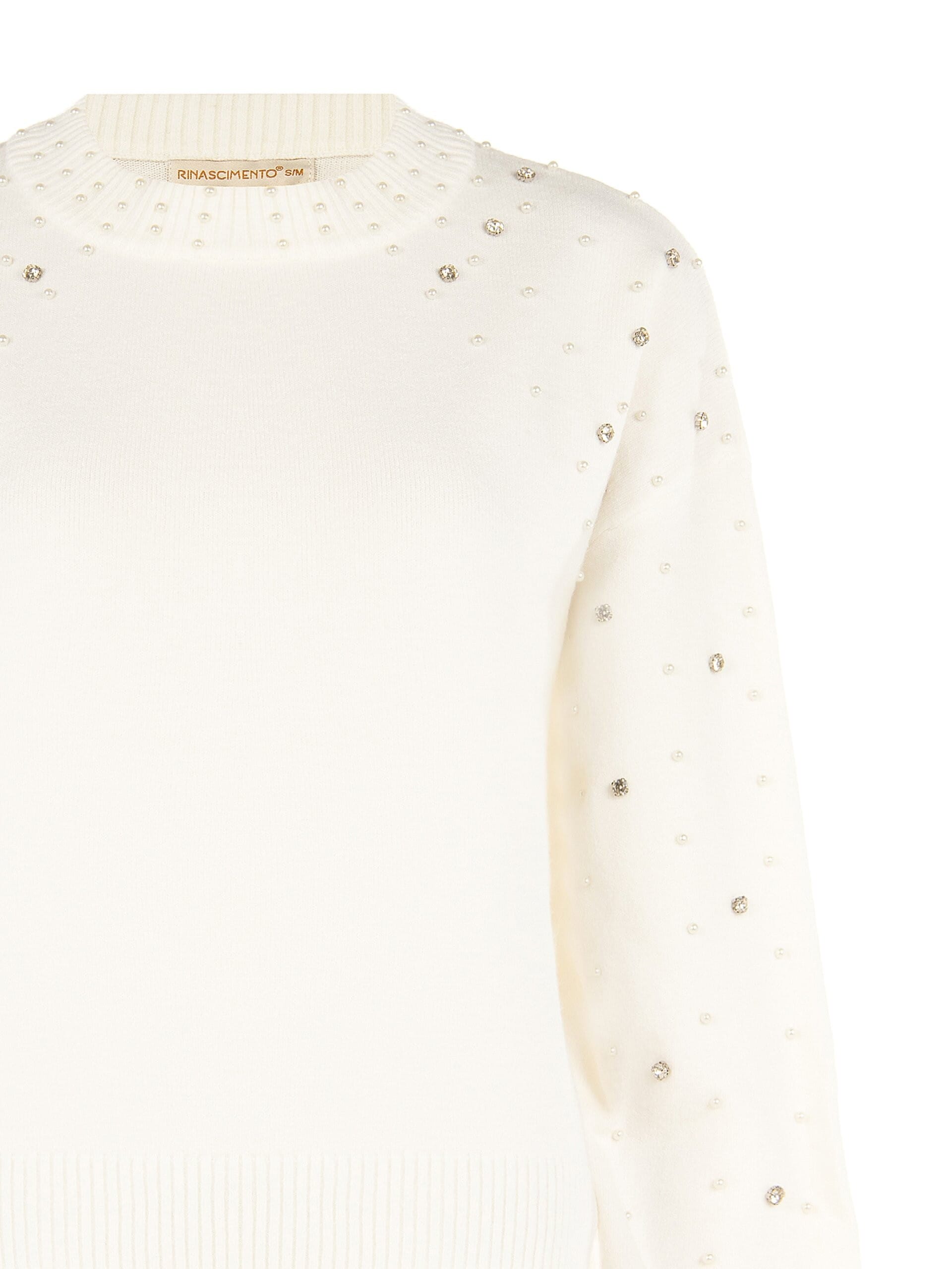 Maglione In Misto Viscosa Con Cristalli E Perle Rinascimento