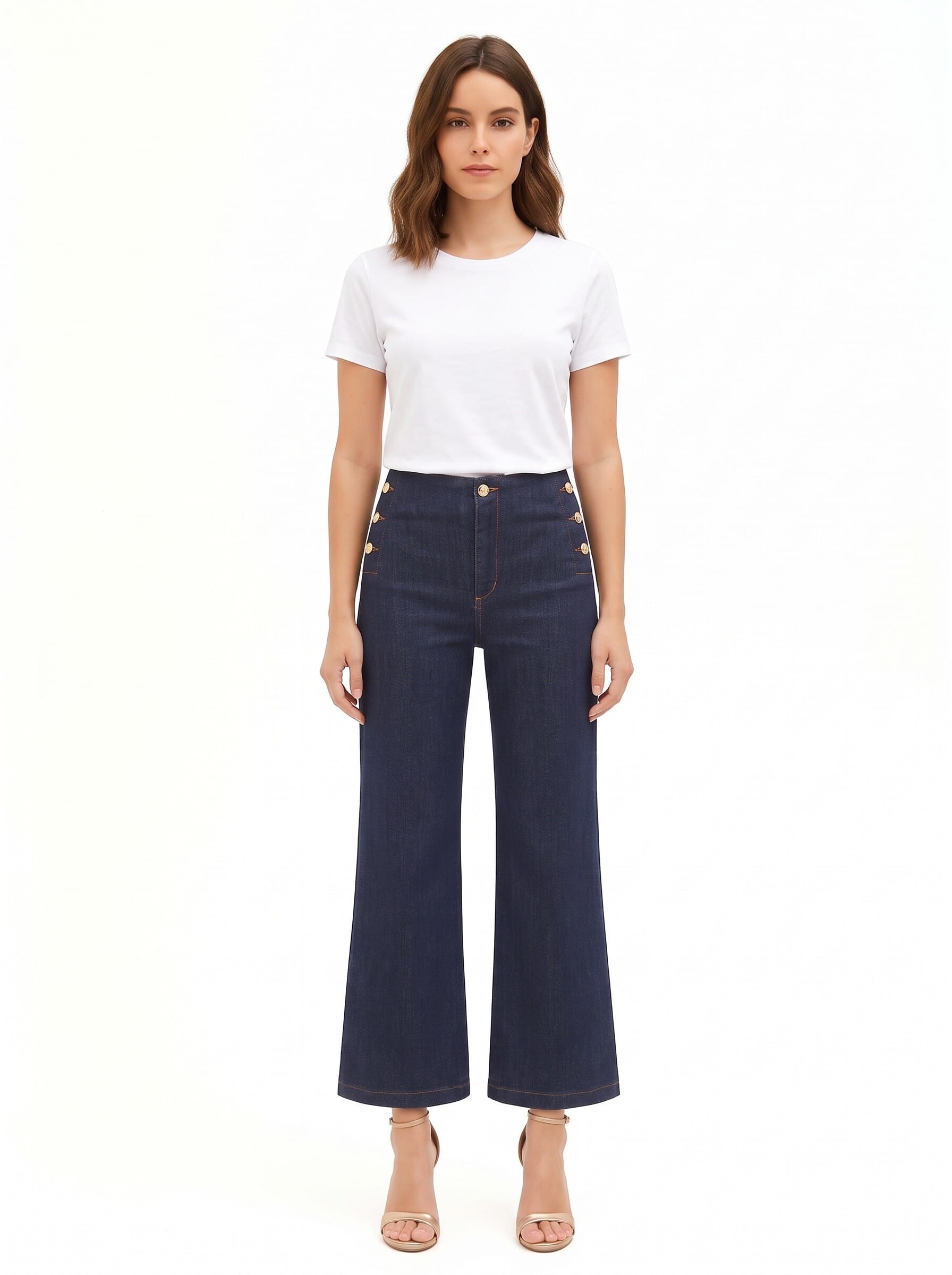 Zero Rinascimento Stretch Wide-Leg Cropped Jeans