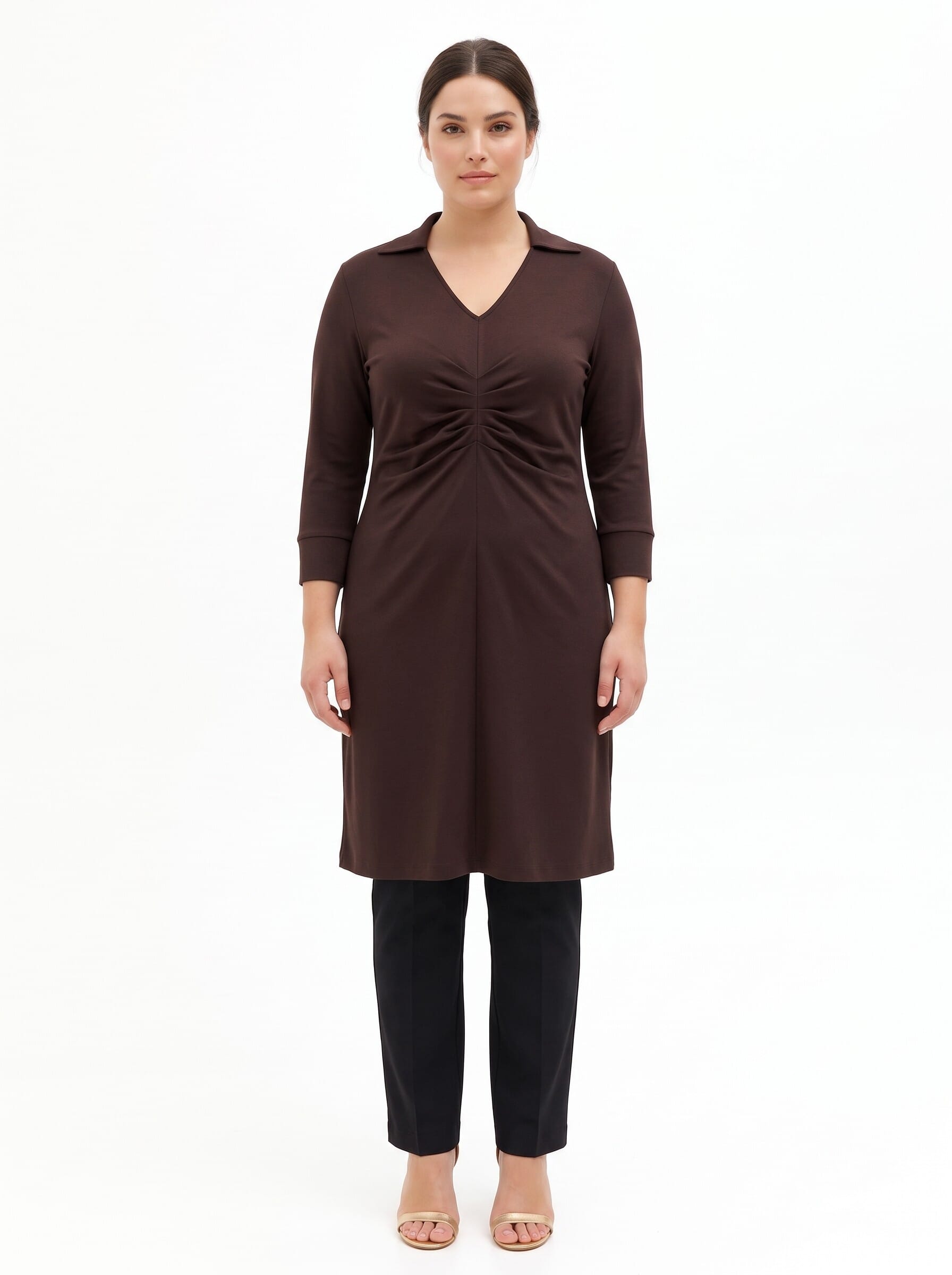 Abito Curvy In Jersey Stile Polo Con Scollo A V E Arricciatura Centrale Rinascimento Curvy