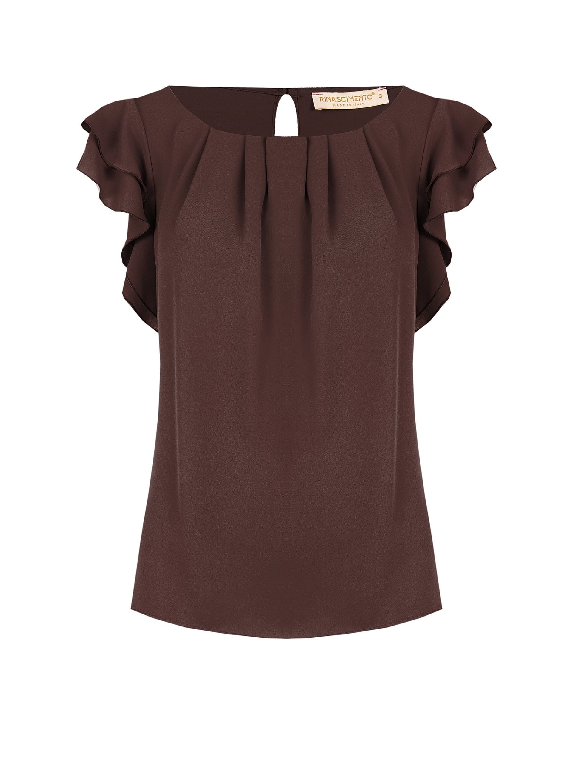 Blusa Fluida In Raso Opaco Con Maniche A Volant Rinascimento