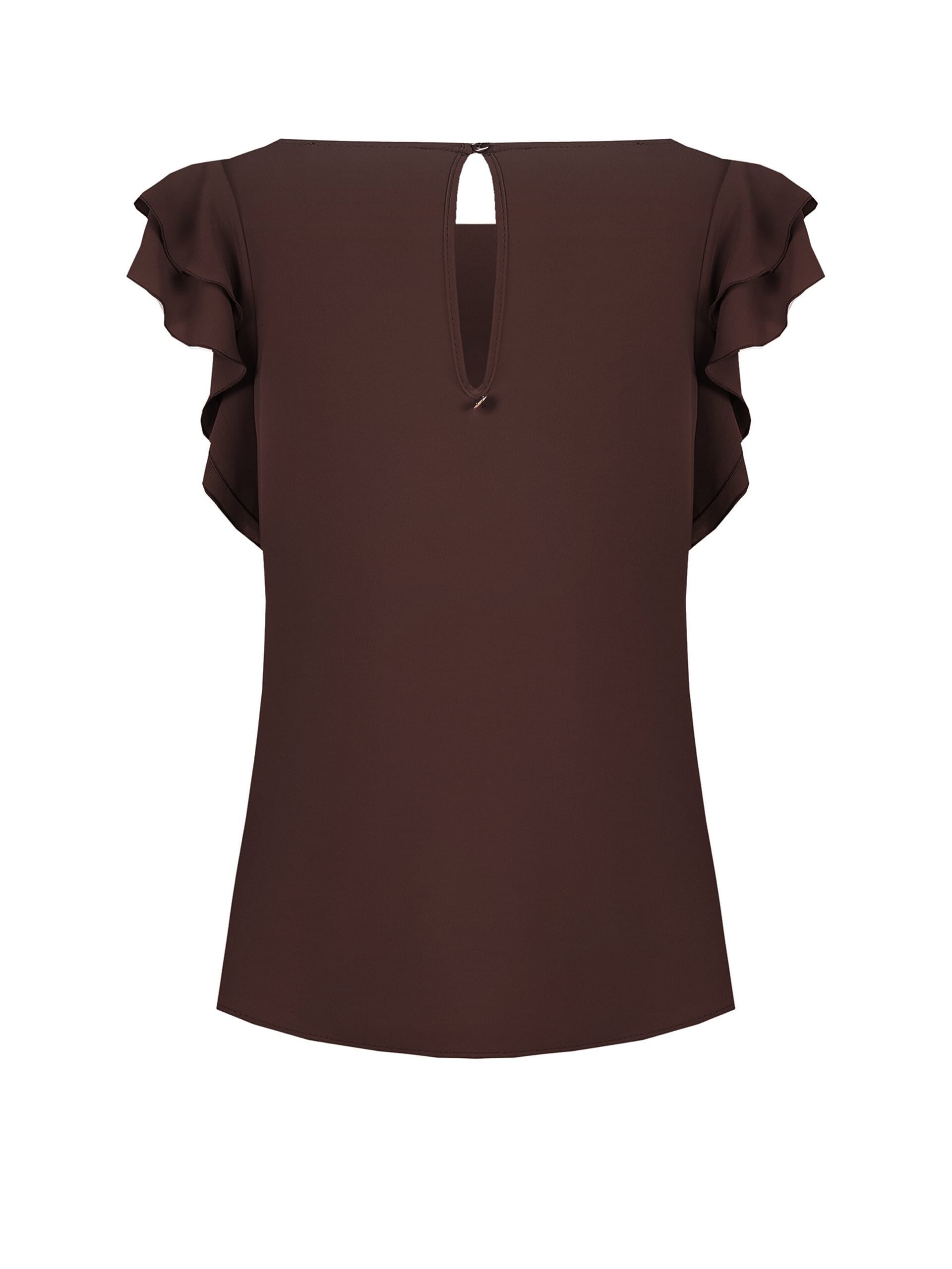 Blusa Fluida In Raso Opaco Con Maniche A Volant Rinascimento