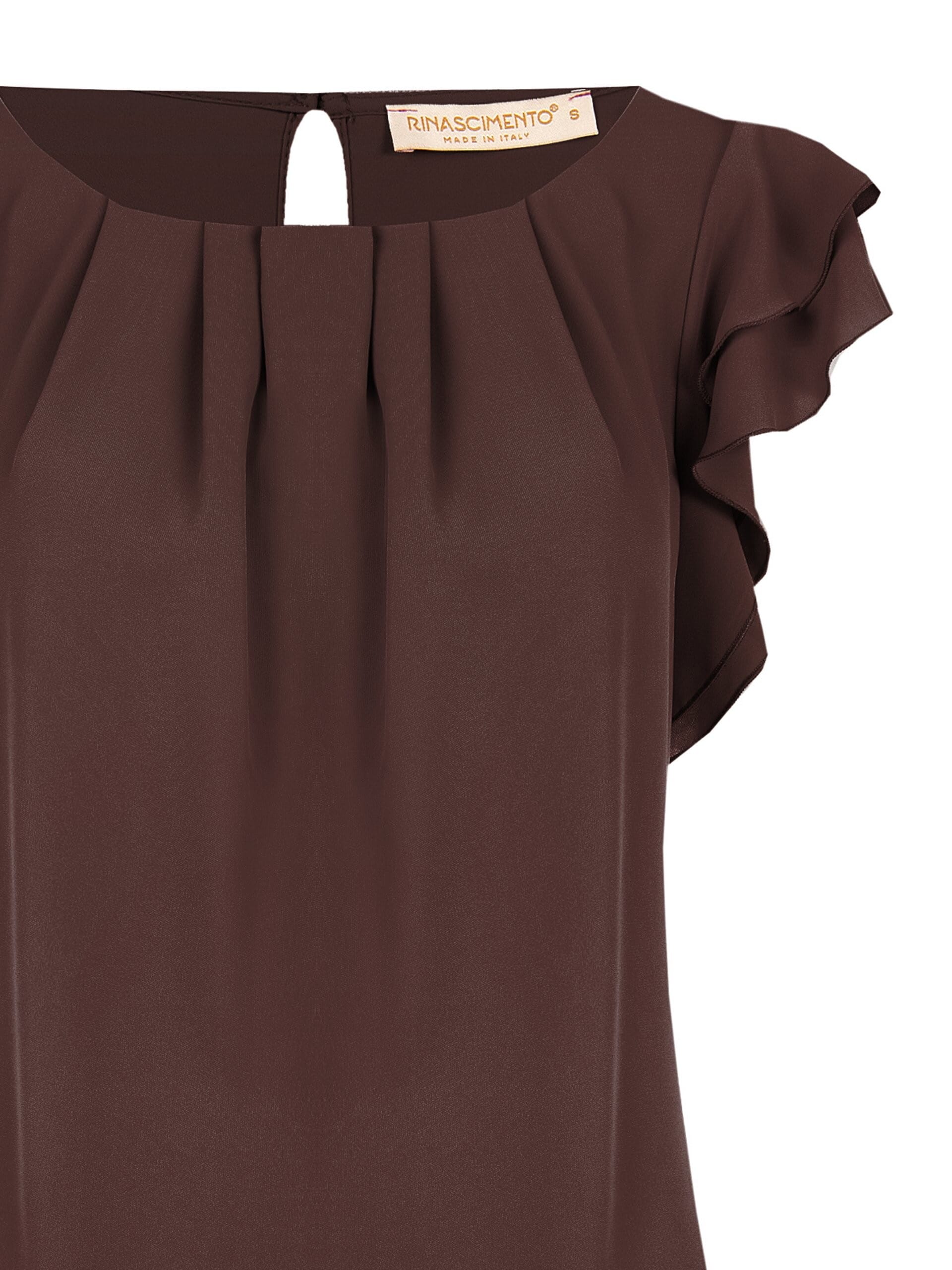 Blusa Fluida In Raso Opaco Con Maniche A Volant Rinascimento