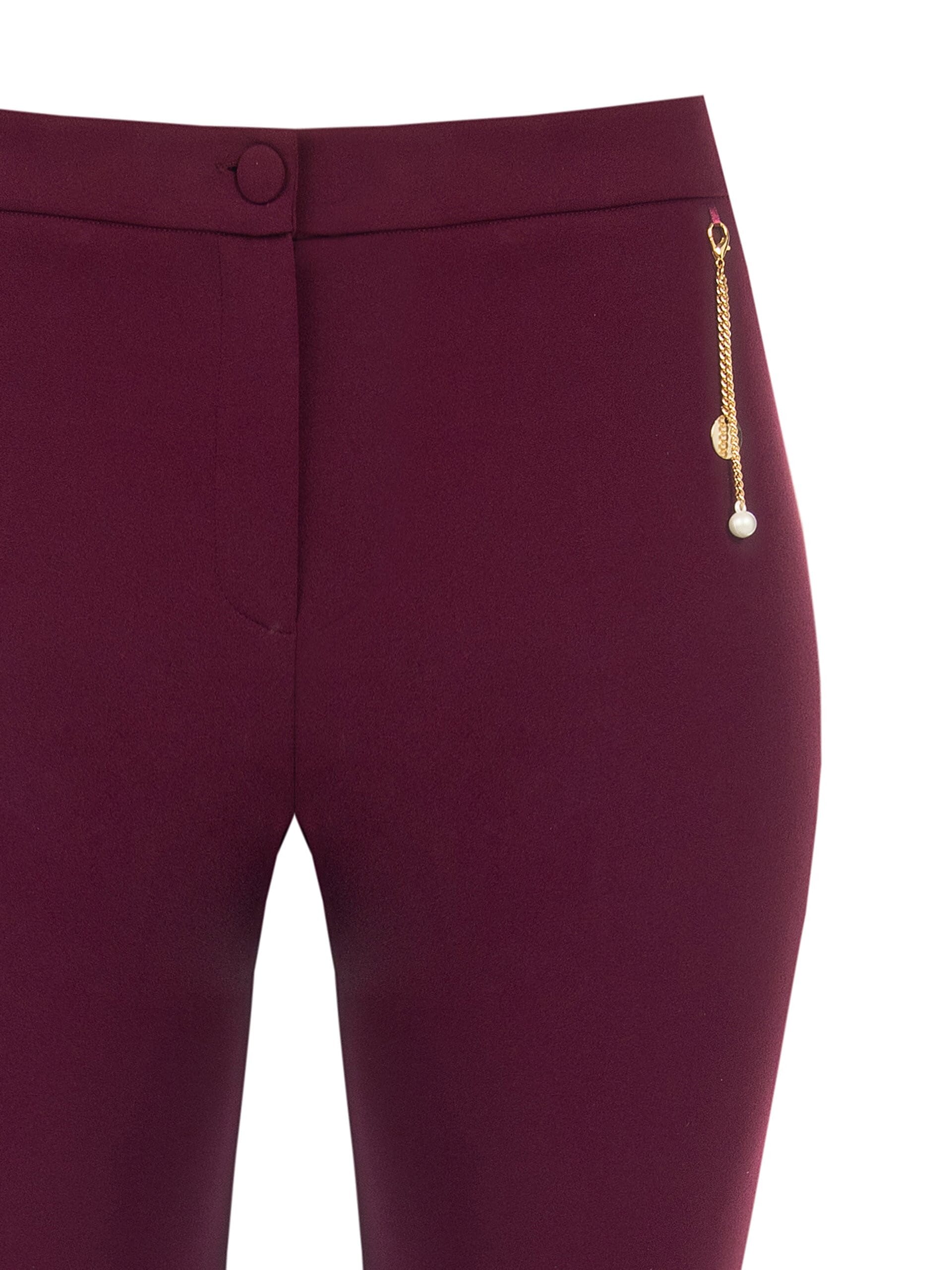 Pantaloni Curvy Dritti In Scuba Crepe Con Dettaglio Gioiello Catene E Perla Rinascimento Curvy