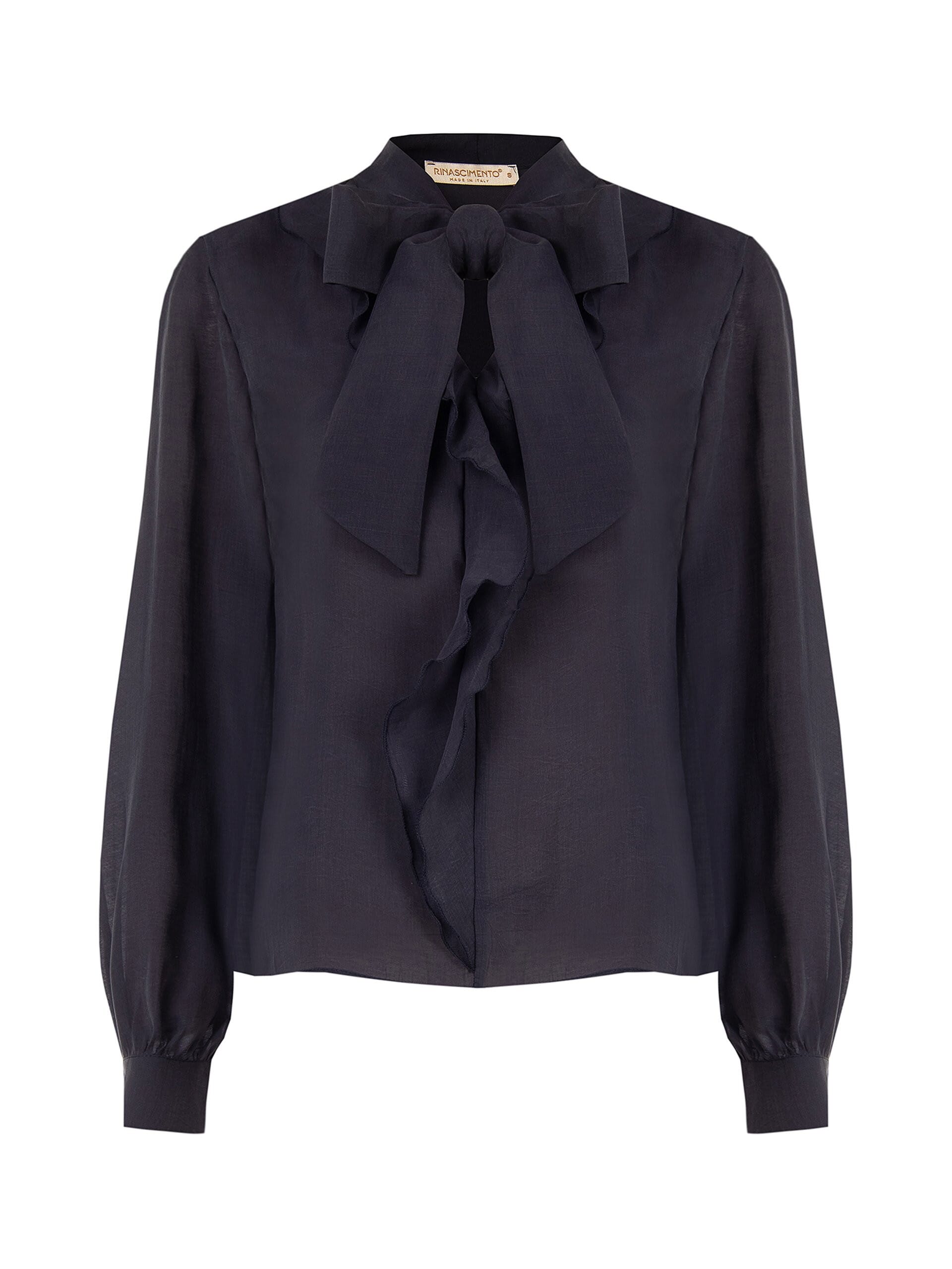 Flowy Lyocell Blouse with V-neck and Rinascimento-style ruffles