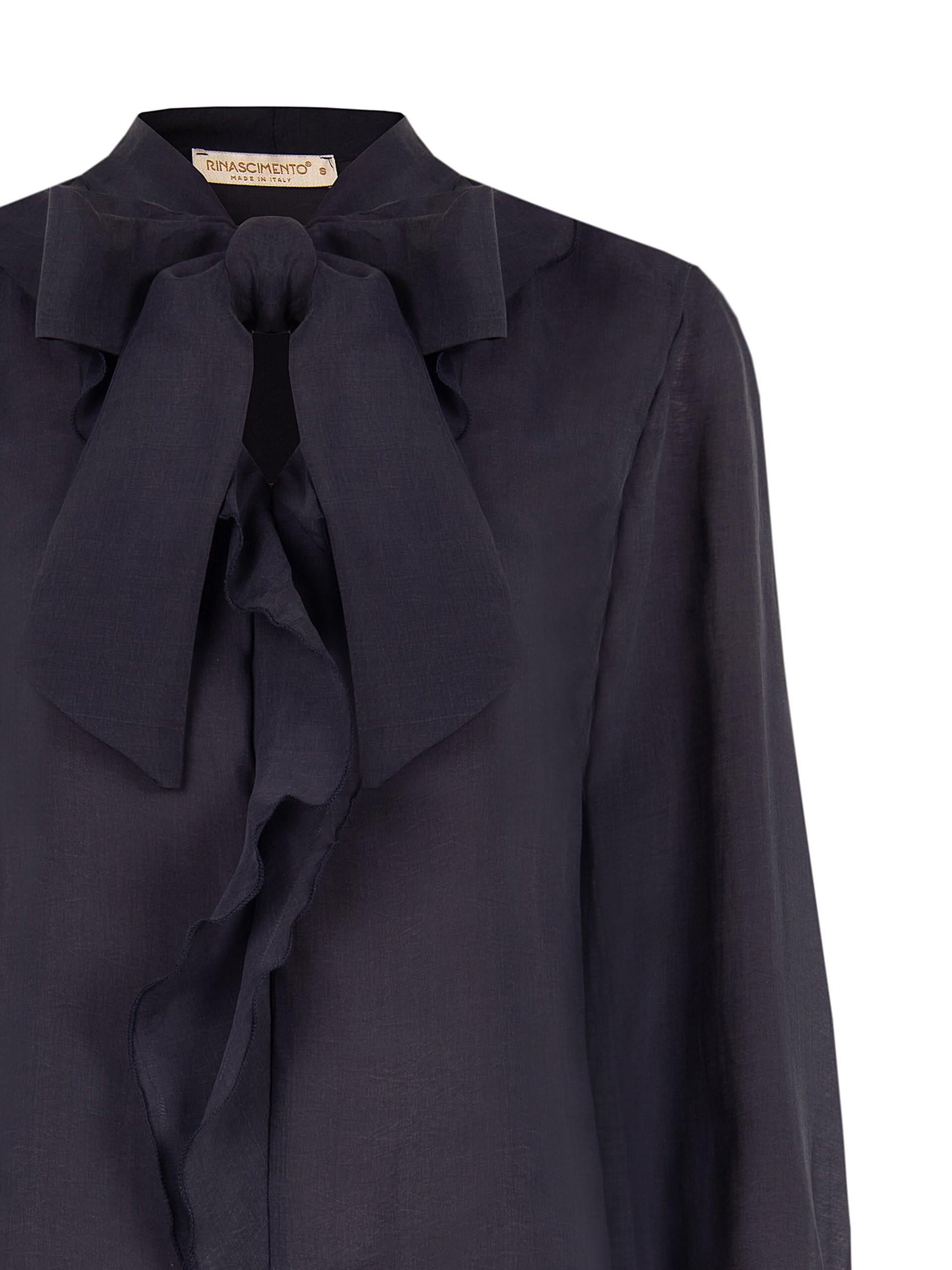 Flowy Lyocell Blouse with V-neck and Rinascimento-style ruffles