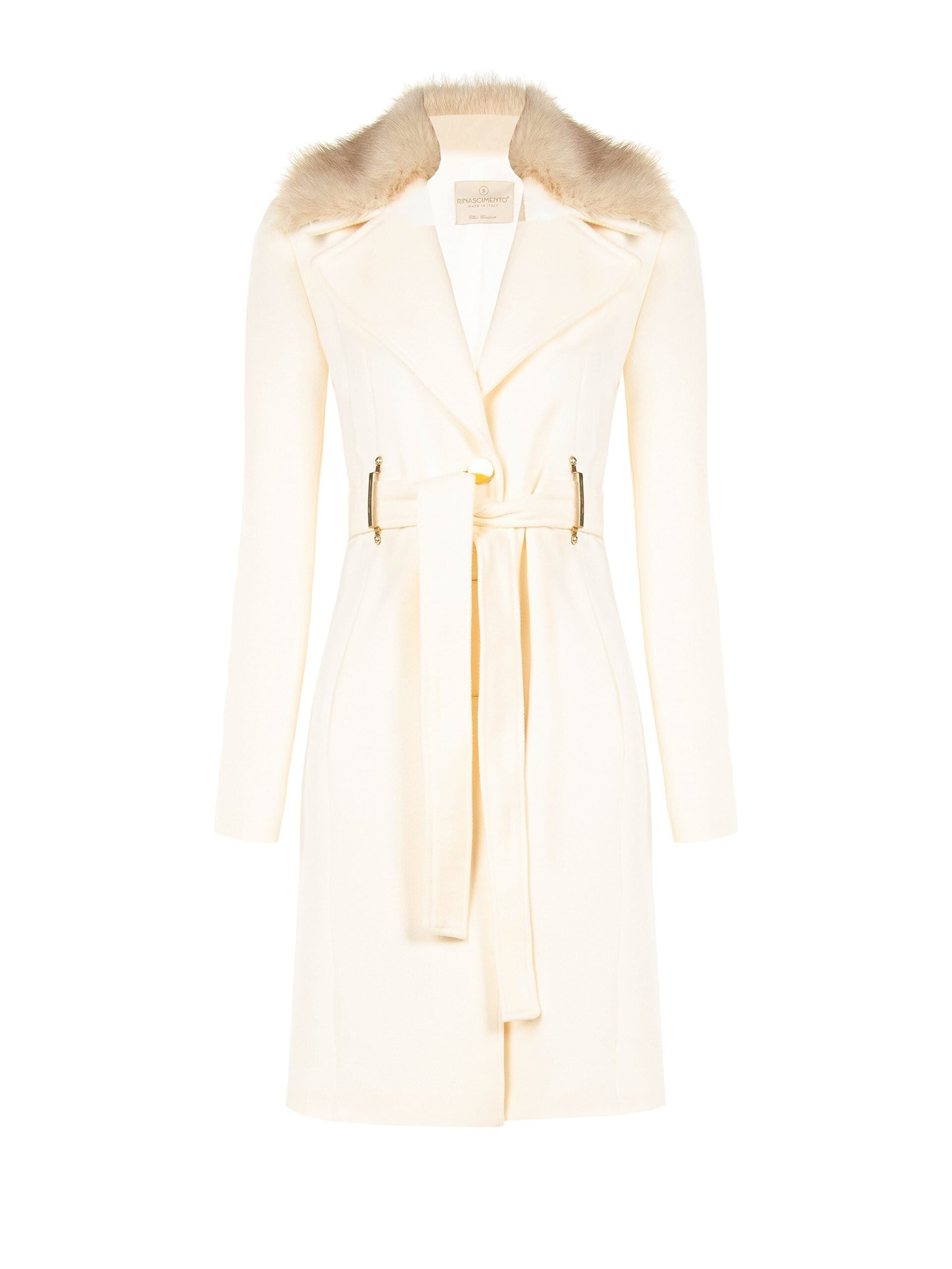 Cappotto Lungo In Panno Con Passanti Metallici E Cintura Coordinata Rinascimento
