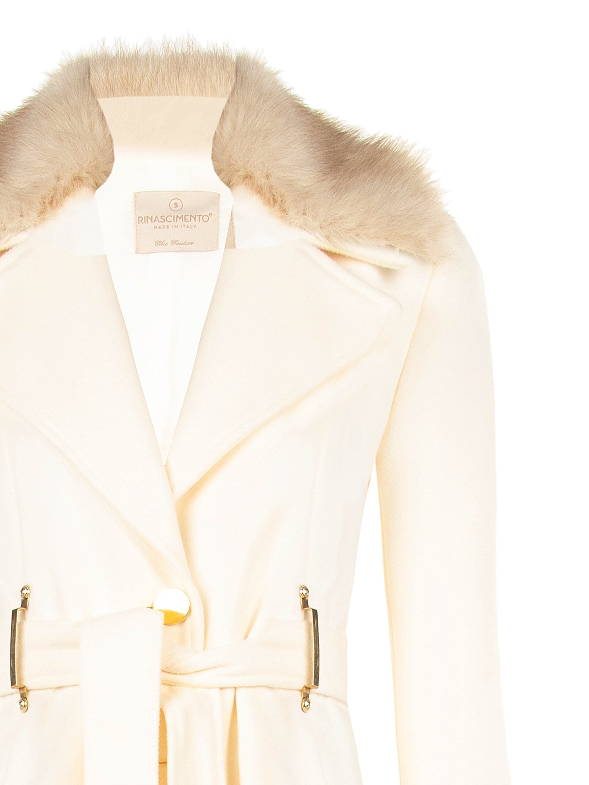 Cappotto Lungo In Panno Con Passanti Metallici E Cintura Coordinata Rinascimento