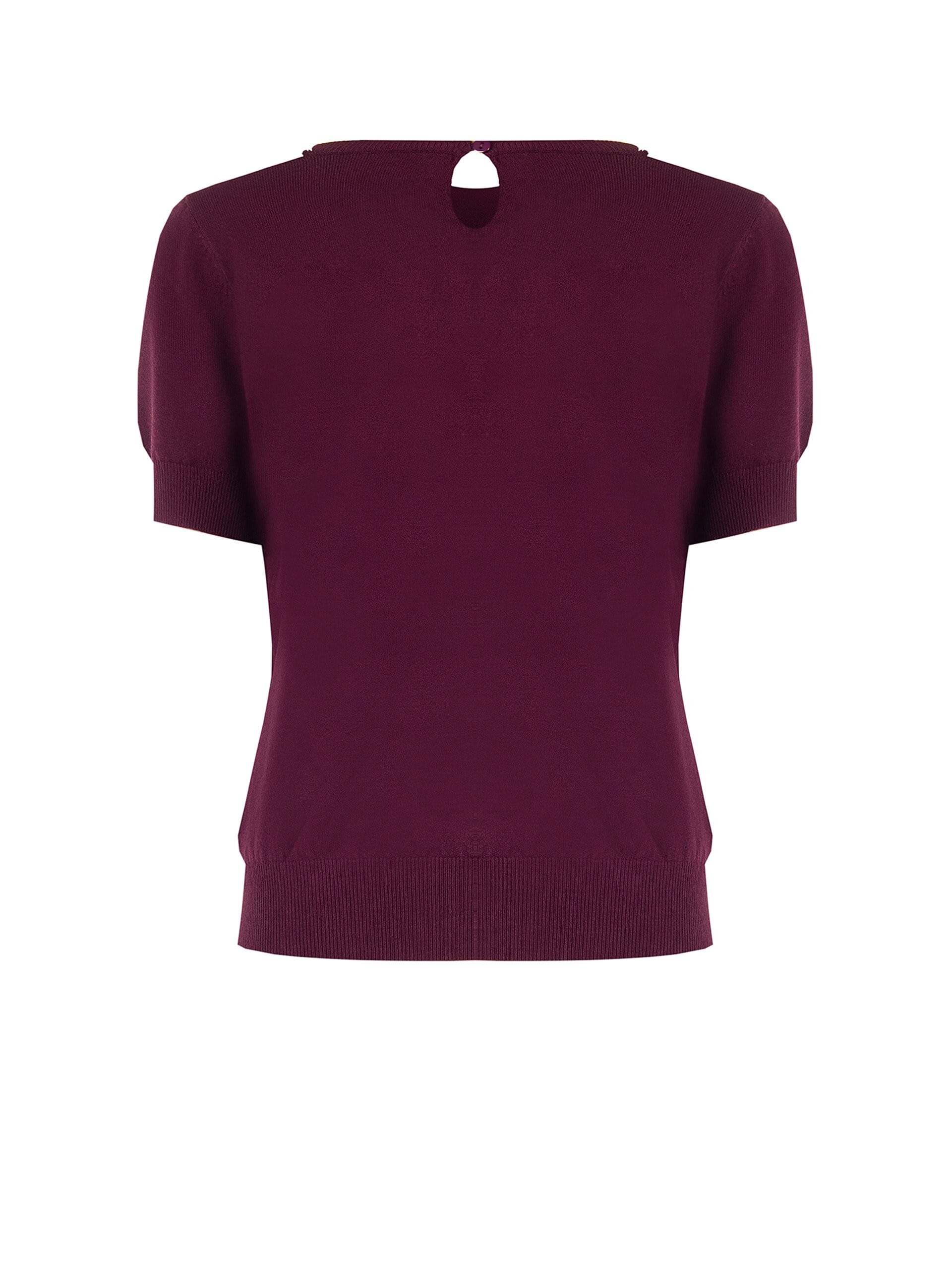 Maglione A Maniche Corte In Misto Viscosa Con Cristalli Cabochon Rinascimento