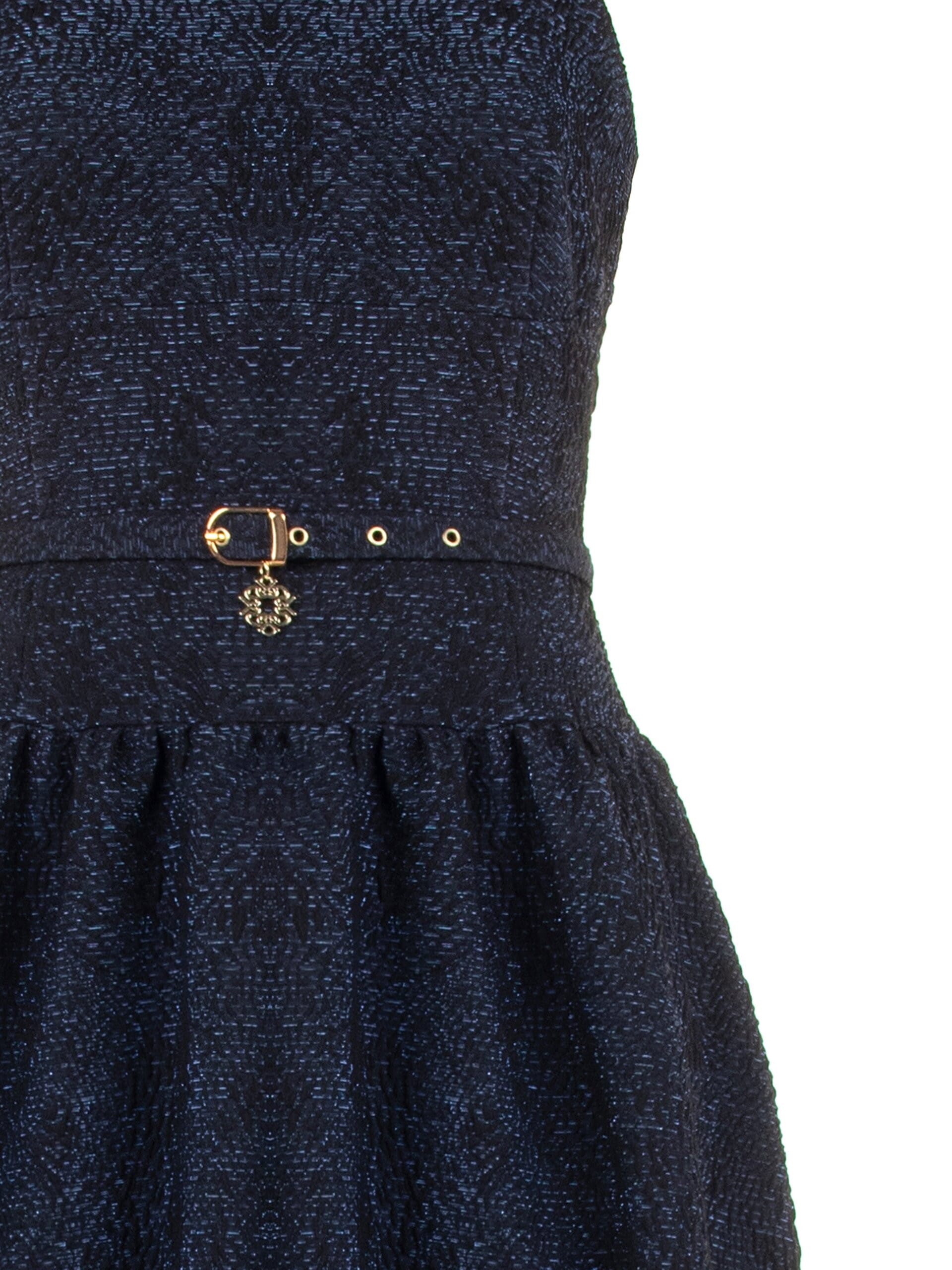 Abito Midi In Tessuto Jacquard Goffrato Con Lurex E Gonna A Corolla Rinascimento
