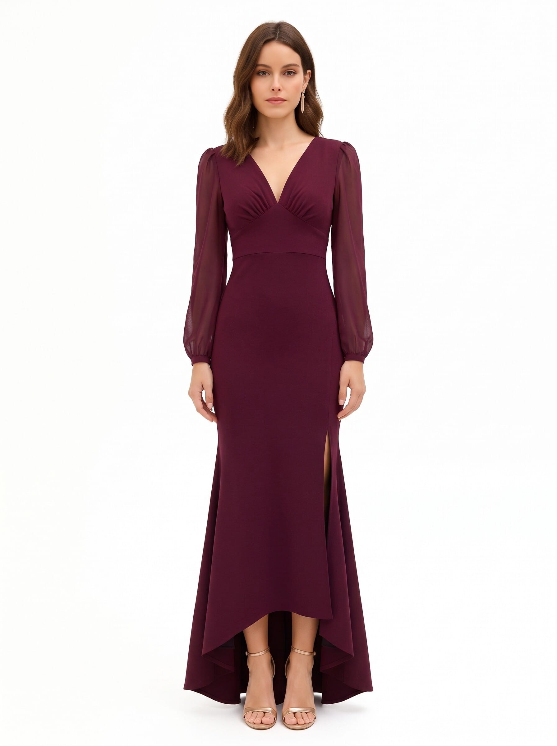 Abito Lungo A Sirena In Scuba Crepe Con Cut-Out Sulla Schiena Rinascimento