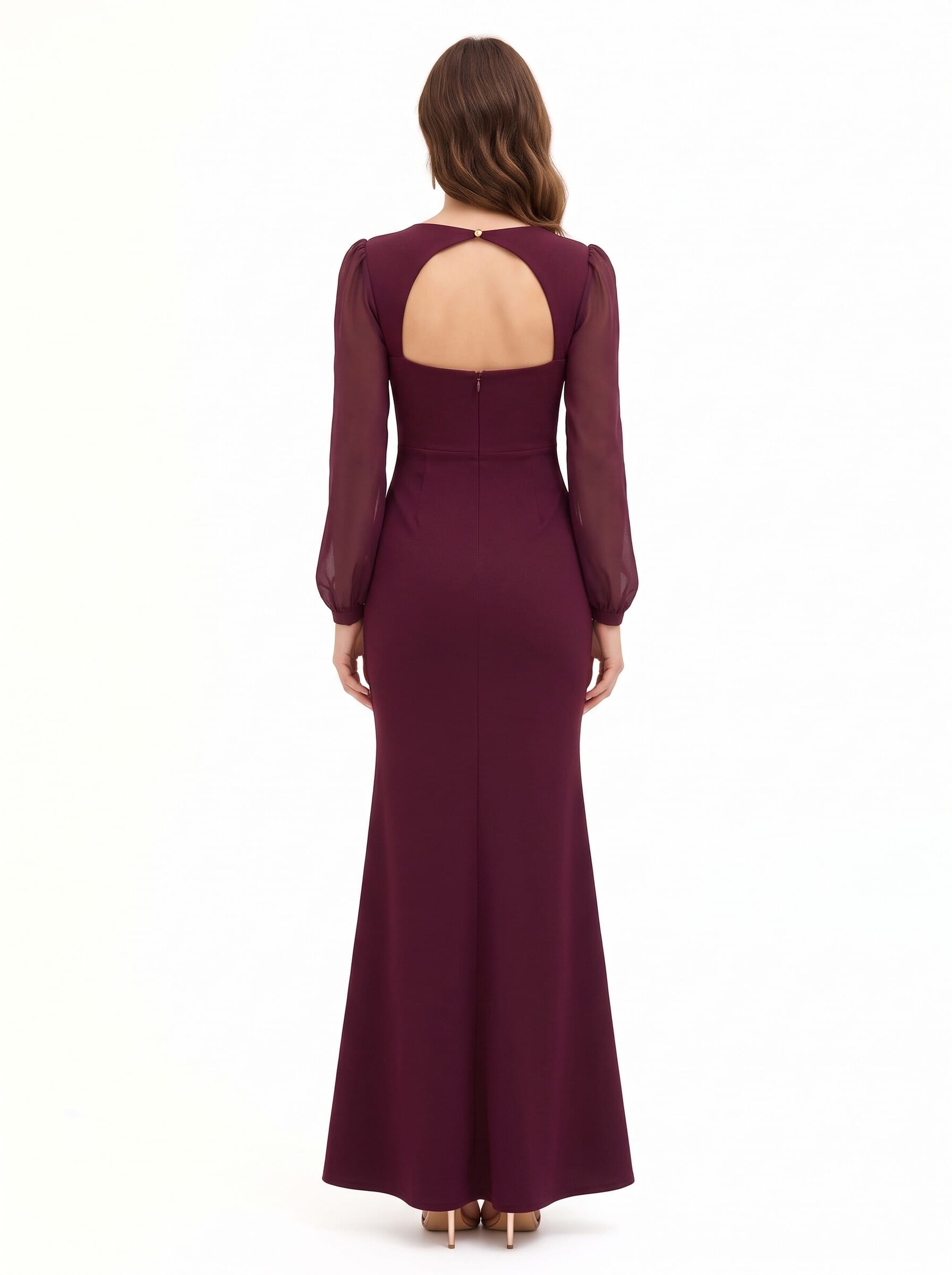 Abito Lungo A Sirena In Scuba Crepe Con Cut-Out Sulla Schiena Rinascimento