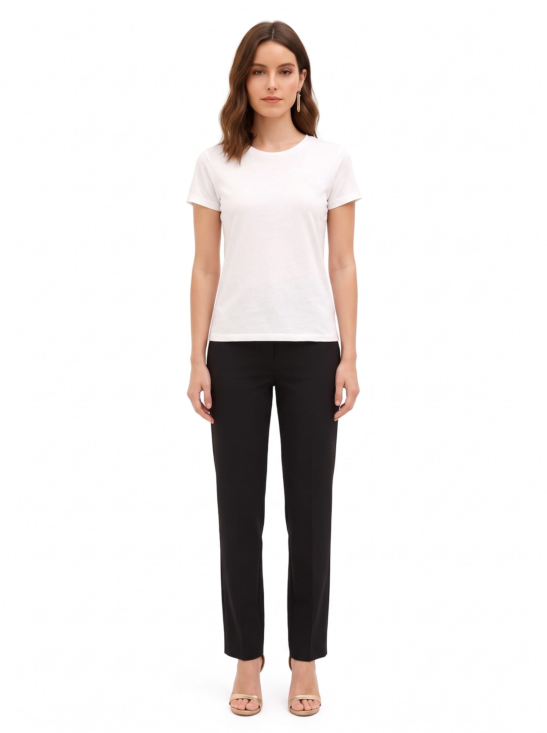 T-Shirt Regular In Cotone Con Logo Ricamato Rinascimento