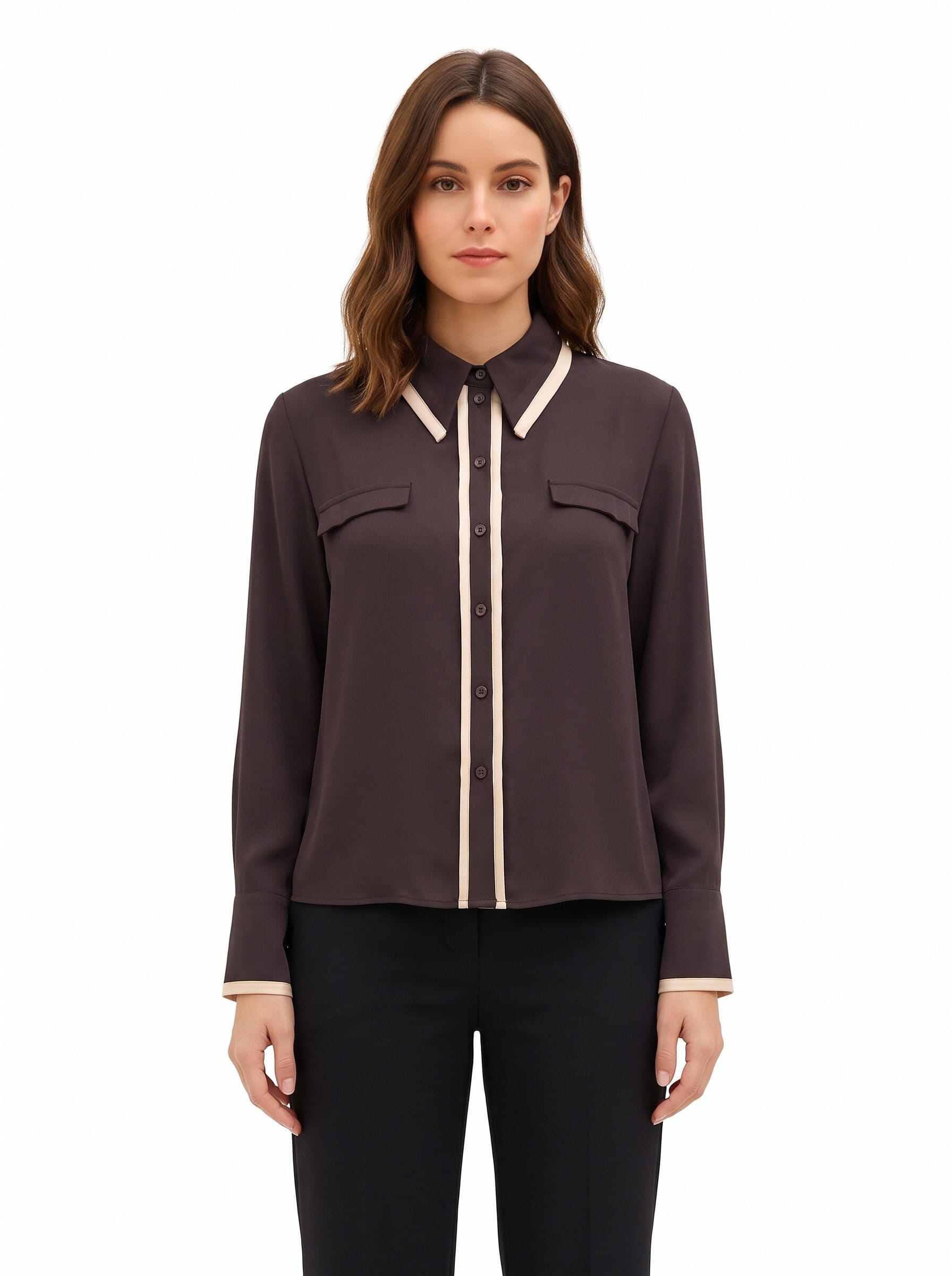 Chemise en satin mat avec détails contrastés « Rinascimento »
