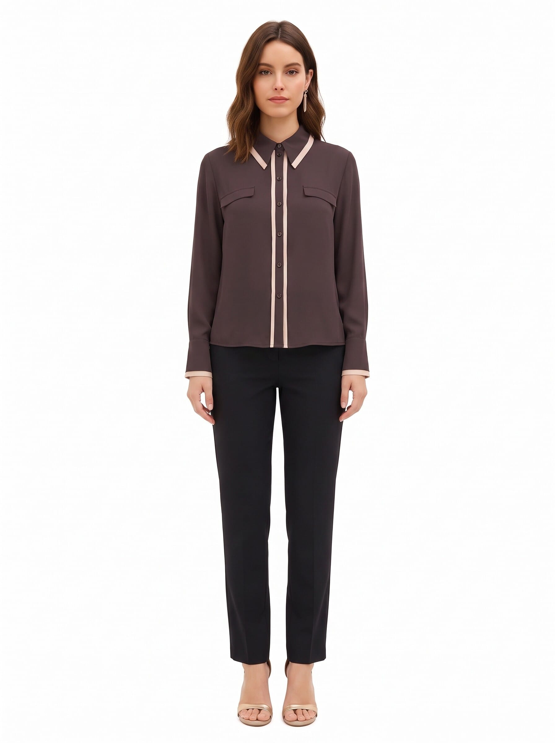 Chemise en satin mat avec détails contrastés « Rinascimento »