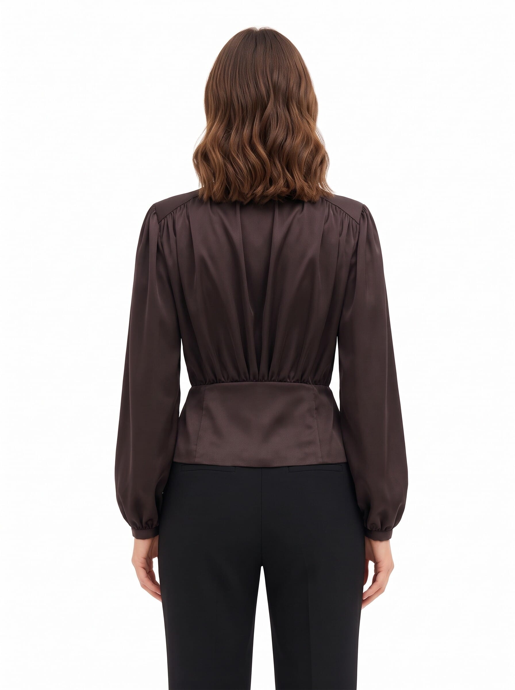 Blusa A Portafoglio In Raso Con Scollo A V E Foulard Logato Rimovibile Rinascimento