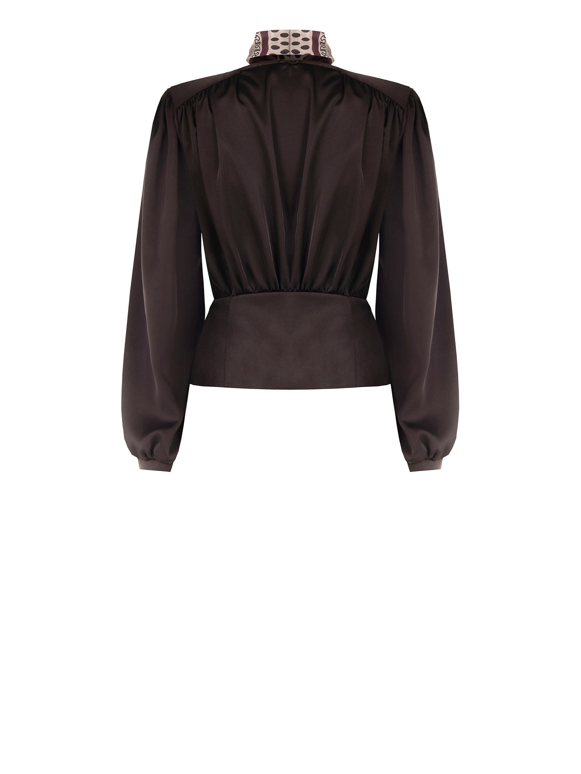 Blusa A Portafoglio In Raso Con Scollo A V E Foulard Logato Rimovibile Rinascimento