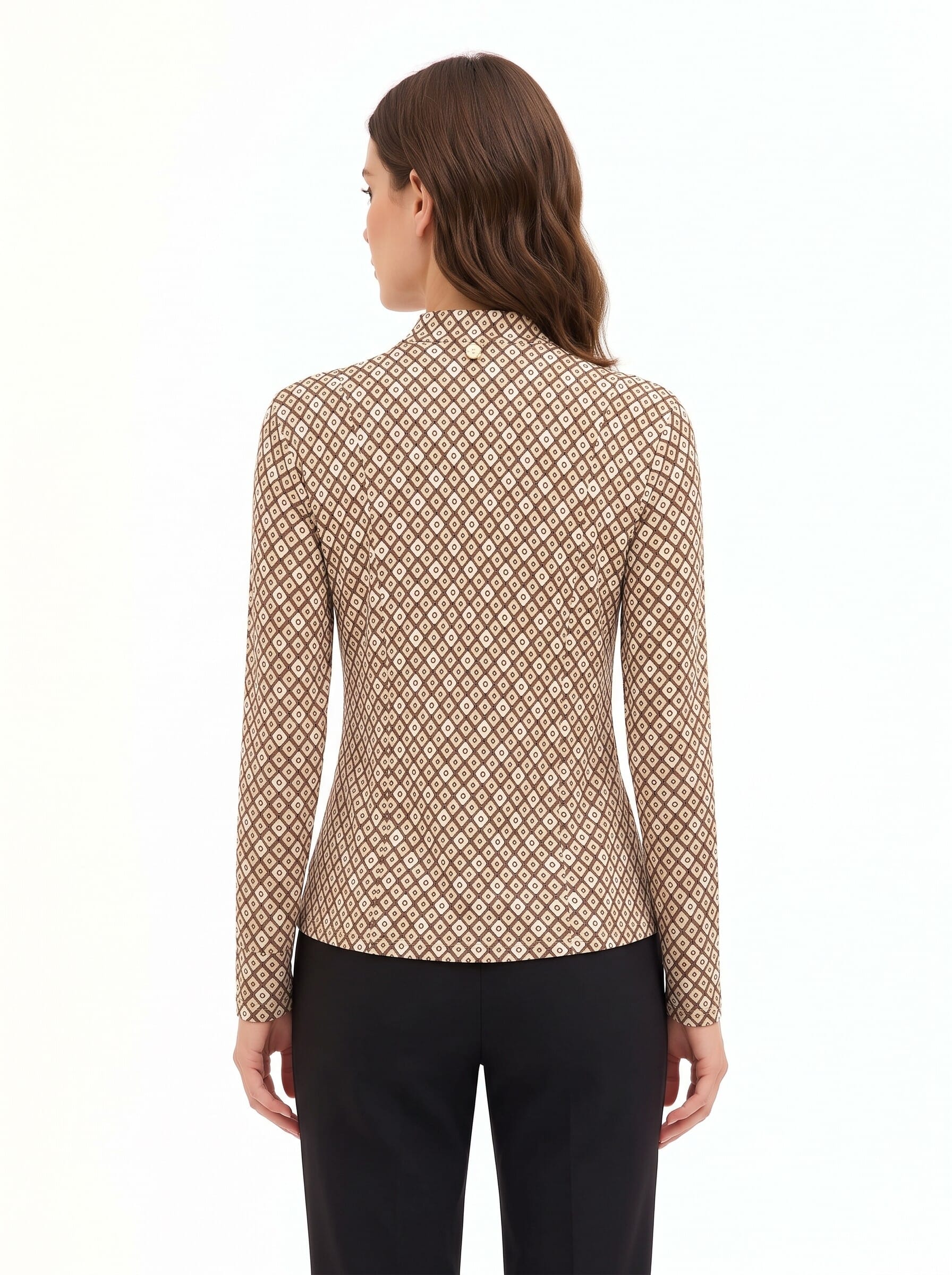 Blusa In Viscosa A Fantasia Geometrica Con Scollo A V E Fiocco Rinascimento